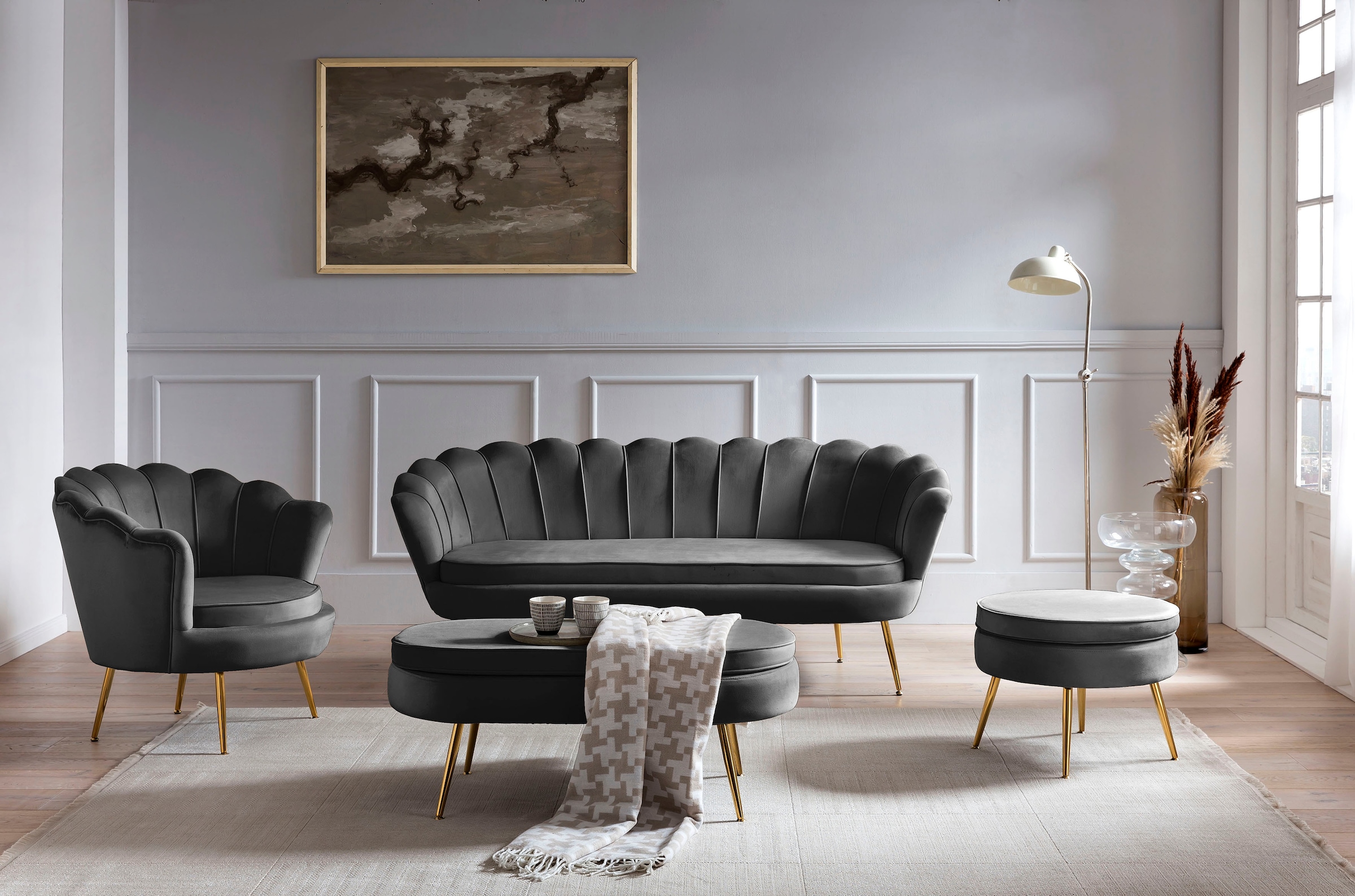 SalesFever Polsterhocker »Clam«, oval, Breite 99 cm