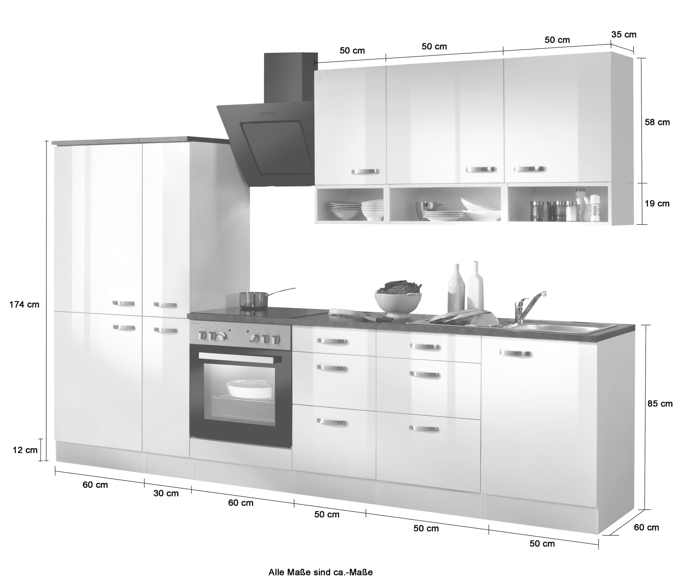 OPTIFIT Küchenzeile »Agos«, mit E-Geräten, Breite 300 cm
