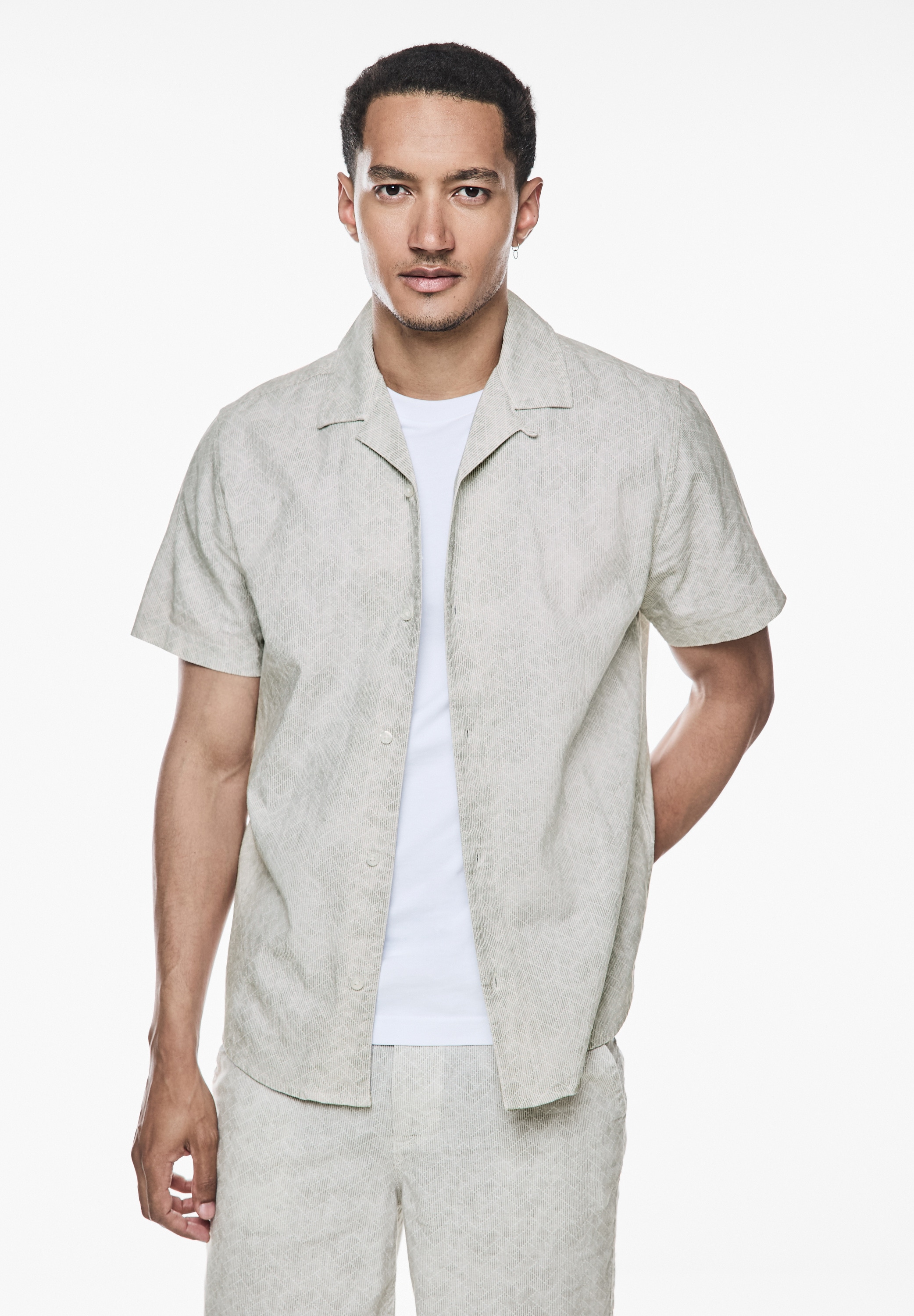 STREET ONE MEN Kurzarmhemd, Materialmix