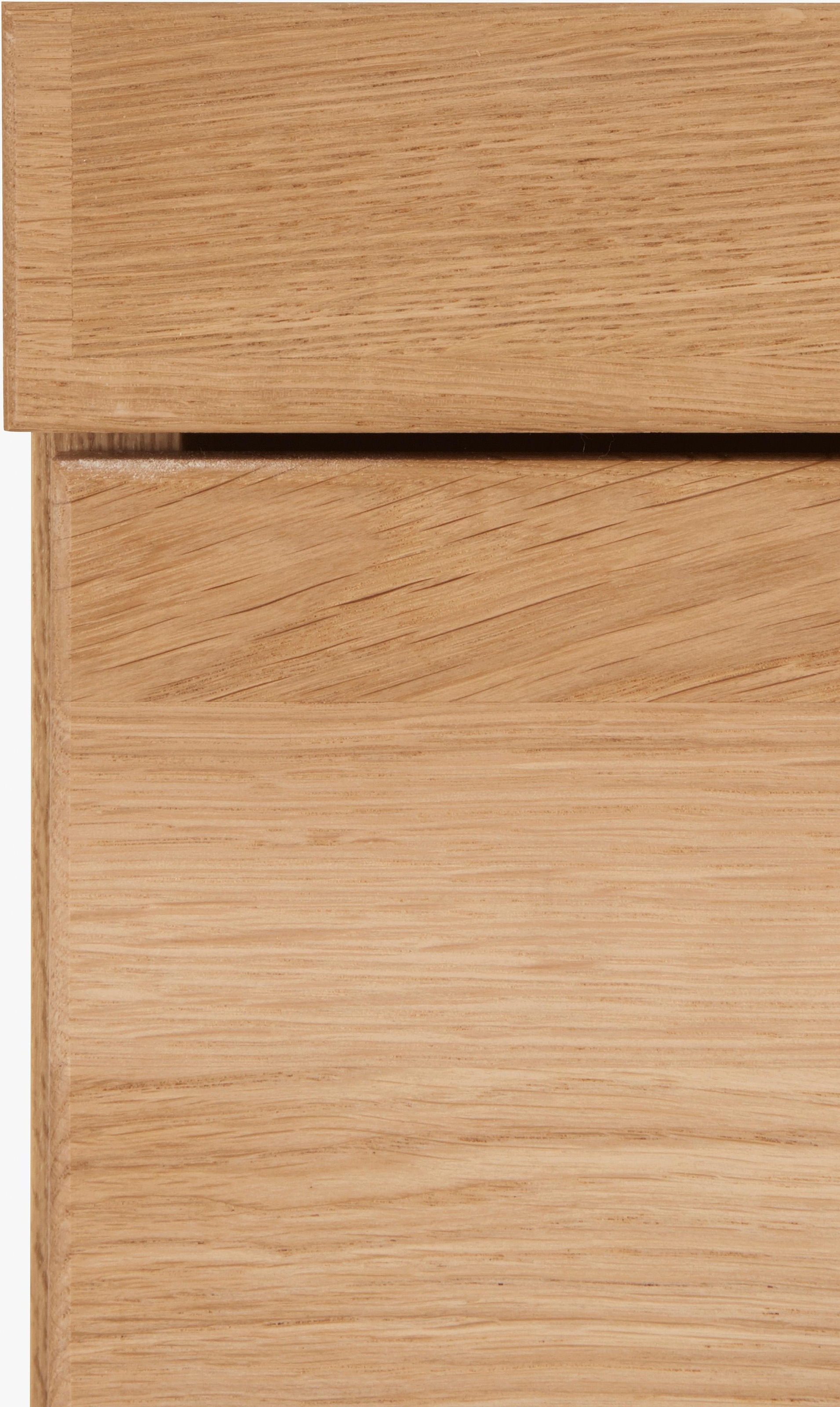 Home affaire Highboard »Ribe,85cm breit,115cm hoch, Fronten Massivholz,4 breite Fächer«, Korpus Holzwerkstoff,2Türen mit Glaseinsatz, Böden versetzbar