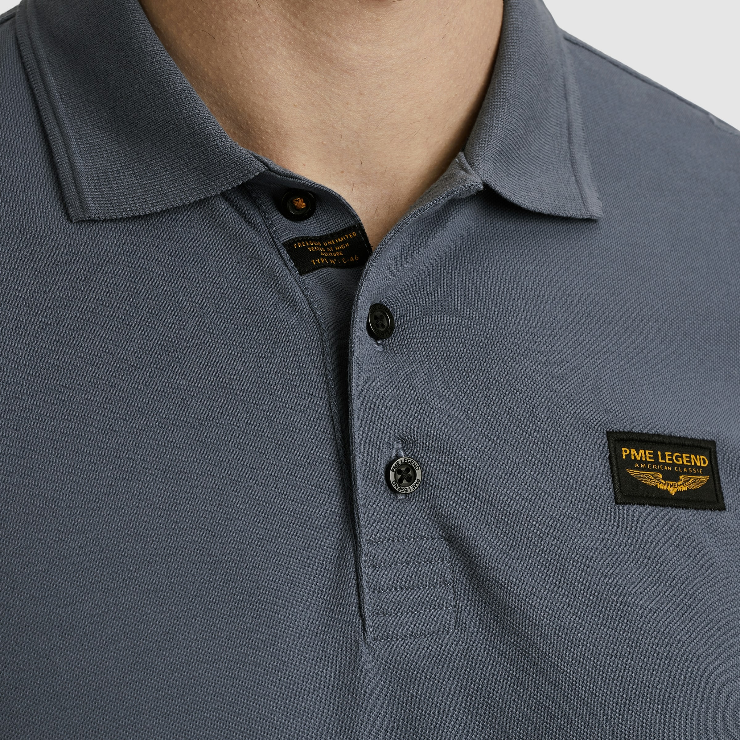 PME LEGEND Langarm-Poloshirt mit Logo Stickerei