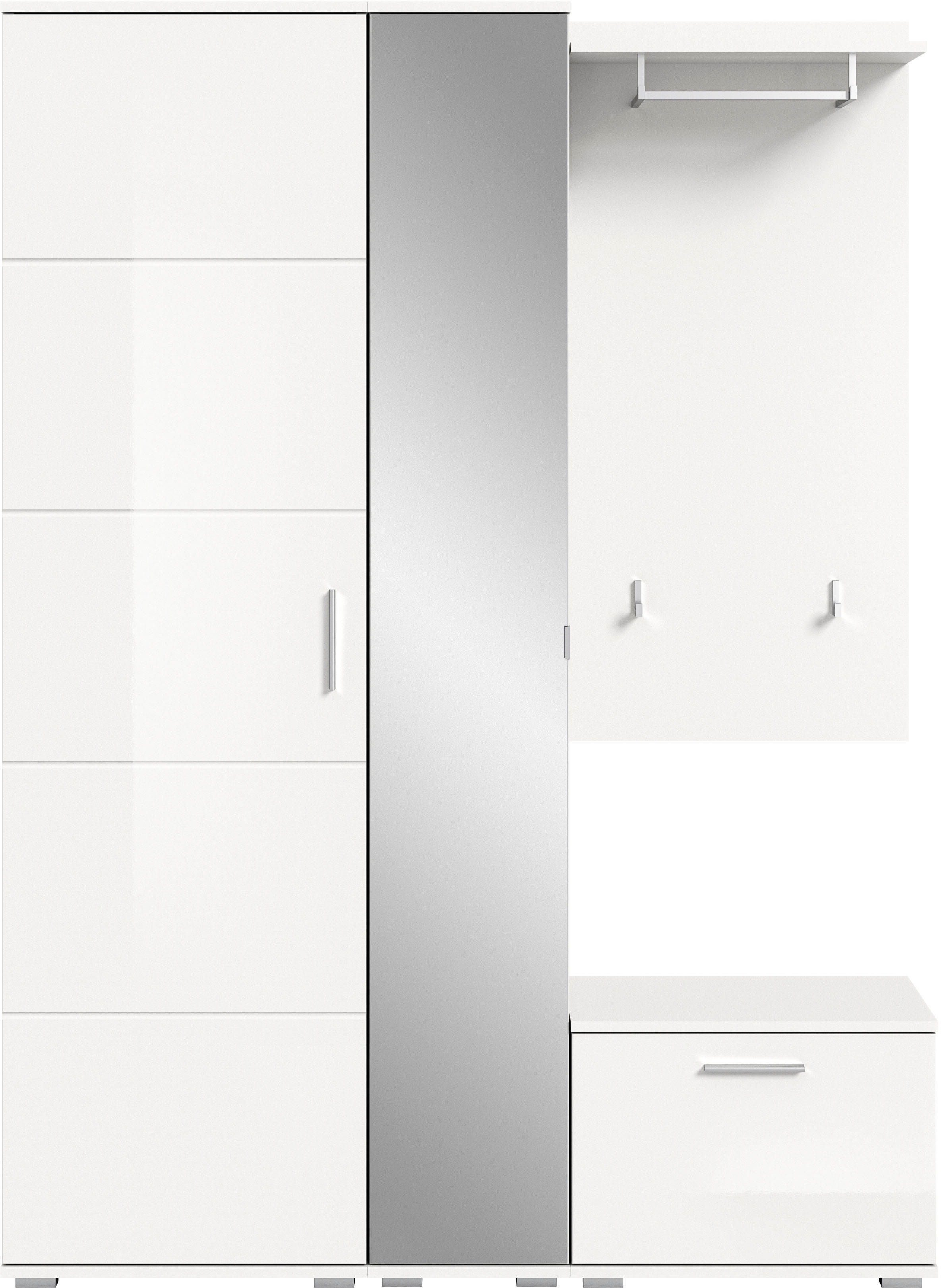 Thumbnail - INOSIGN Garderoben-Set "Valge, Breite 140 cm, 4-teiliges Set, bestehend aus:" 4 Stk. tlg. Garderobenschrank, Spiegelschr...