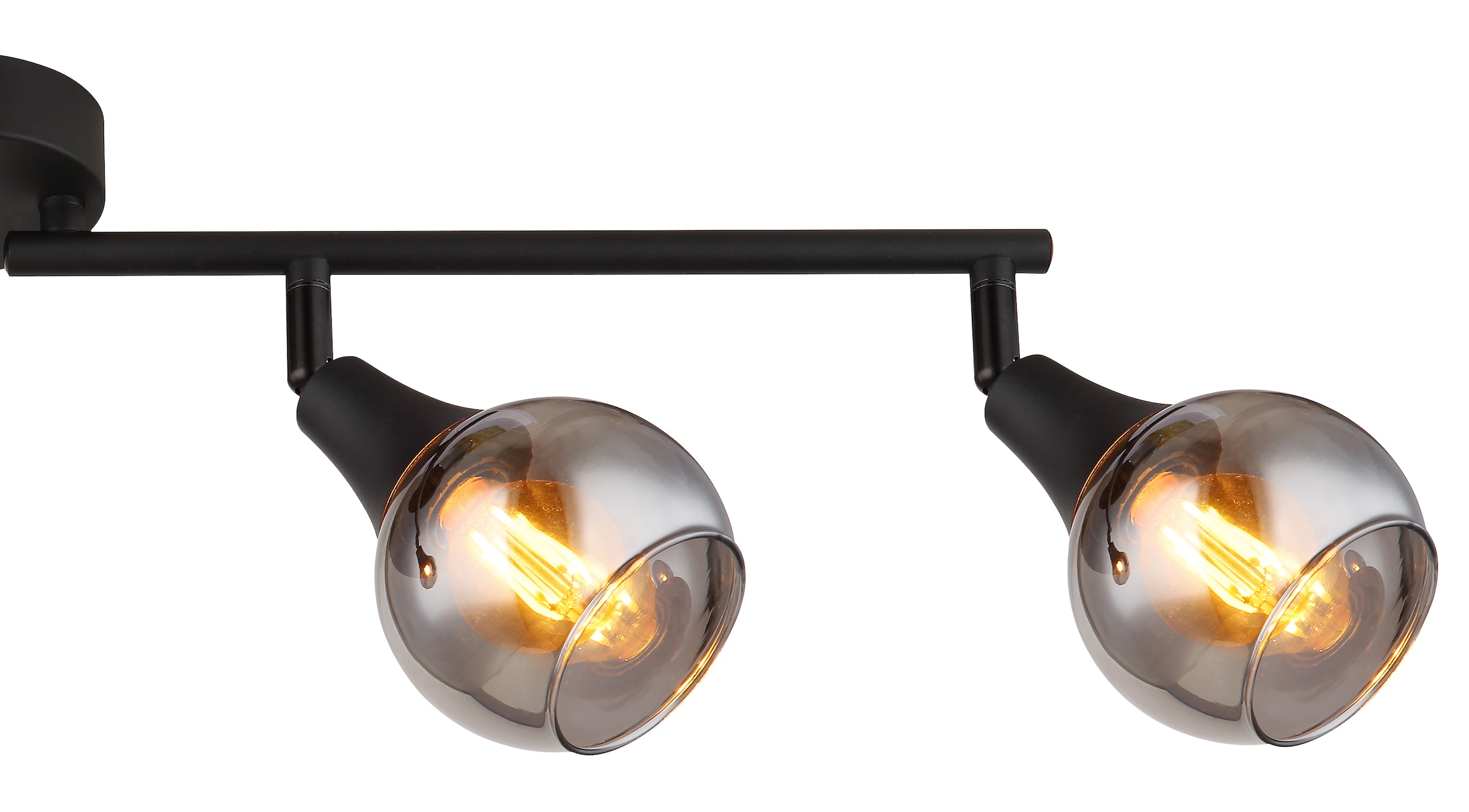 GLOBO LIGHTING Deckenstrahler »GLYPTAR«, Leuchtmittel E14 | ohne Leuchtmittel, Deckenspot/schwarz/Glas rauchfarben/Wohnzimmer/Flur