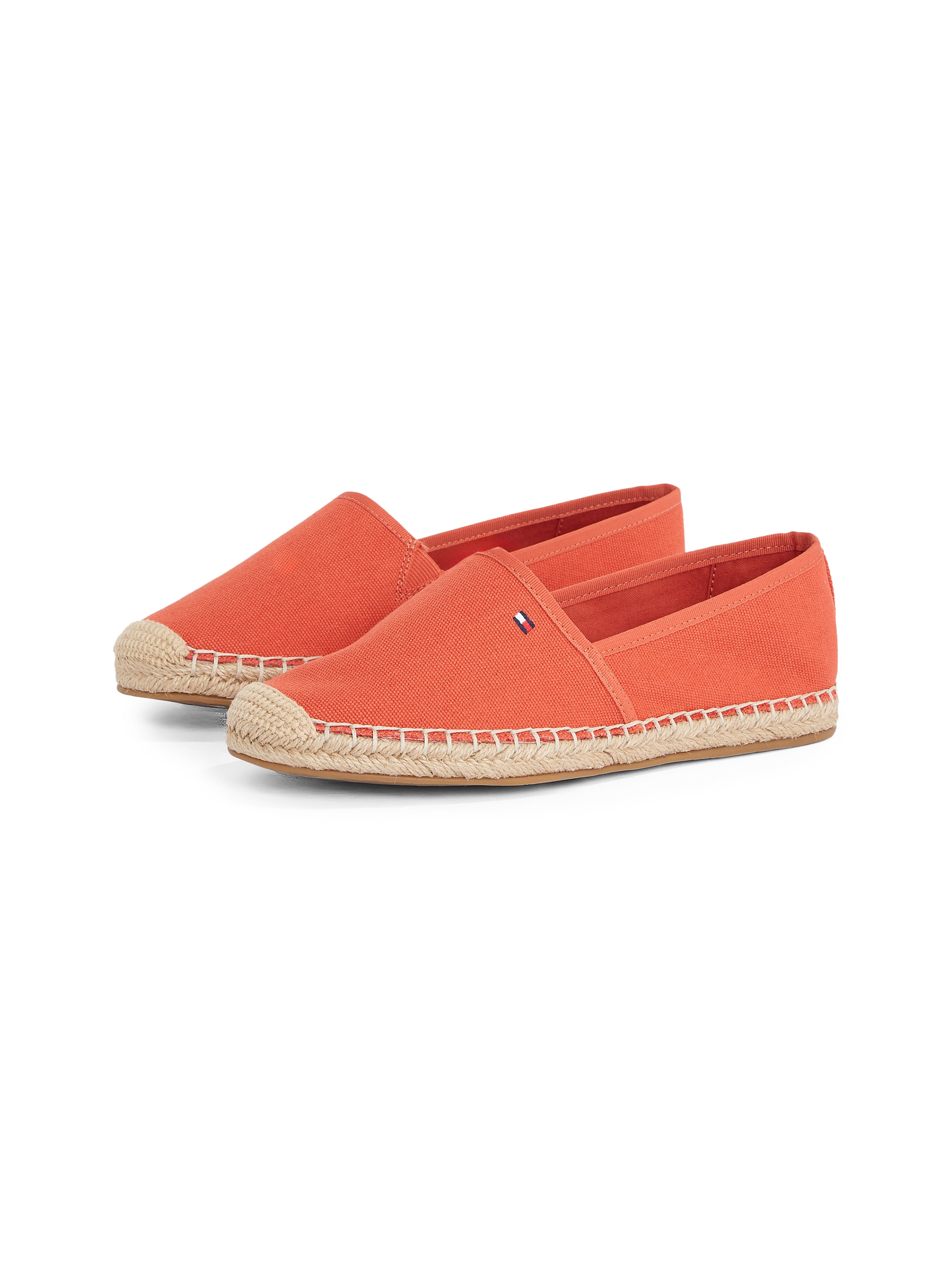 Tommy Hilfiger Espadrille "FLAG CANVAS ESPADRILLE", Slipper, Flats, Bequemschuh mit Bastbezug und Ziernähten