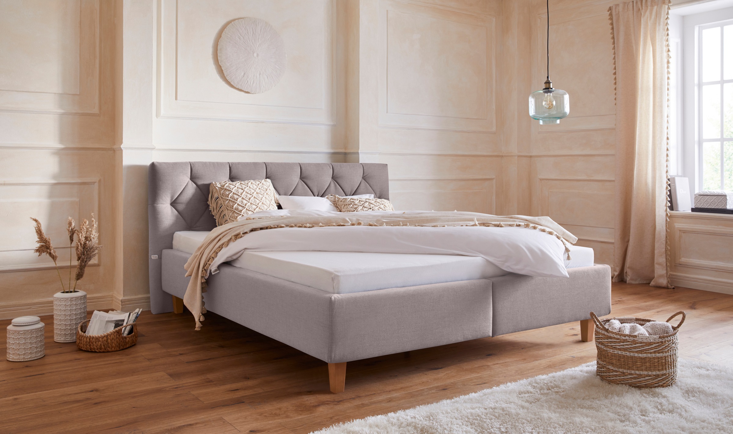 Home affaire Polsterbett "Sunley 100", Kreuzsteppung, Kopfteilhöhe 102 cm, günstig online kaufen