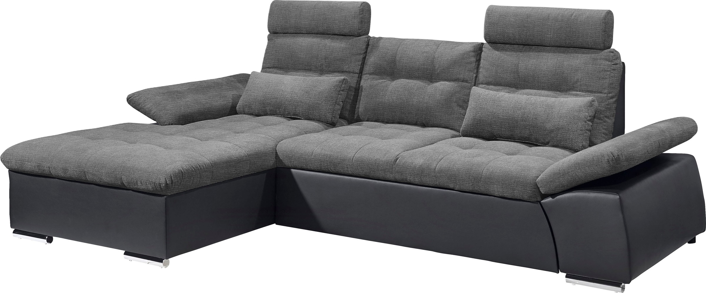 Thumbnail - ED EXCITING DESIGN Ecksofa "Jakarta L-Form" mit Bettfunktion, Armteilverstellung, Kopfstützen & 2 Nierenkissen