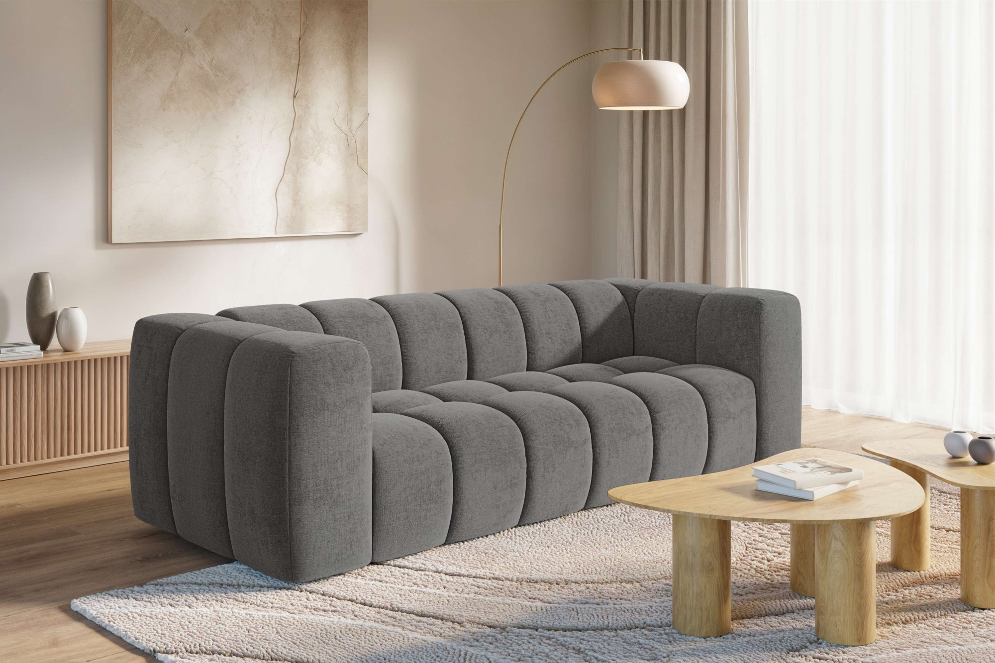 homsy by Ana Johnson Big-Sofa ""L" BOUBELLE Design-Sofa mit Steppung, Bubble-Optik, Breite 246 cm" 4-Sitzer mit Wellenunterfederung, L Sitztiefe 63 cm