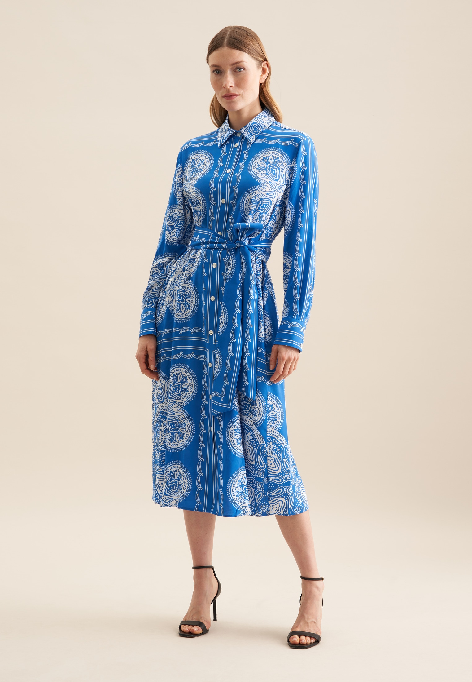 seidensticker Sommerkleid "Schwarze Rose" 1/1 Kragen Tuchprint günstig online kaufen