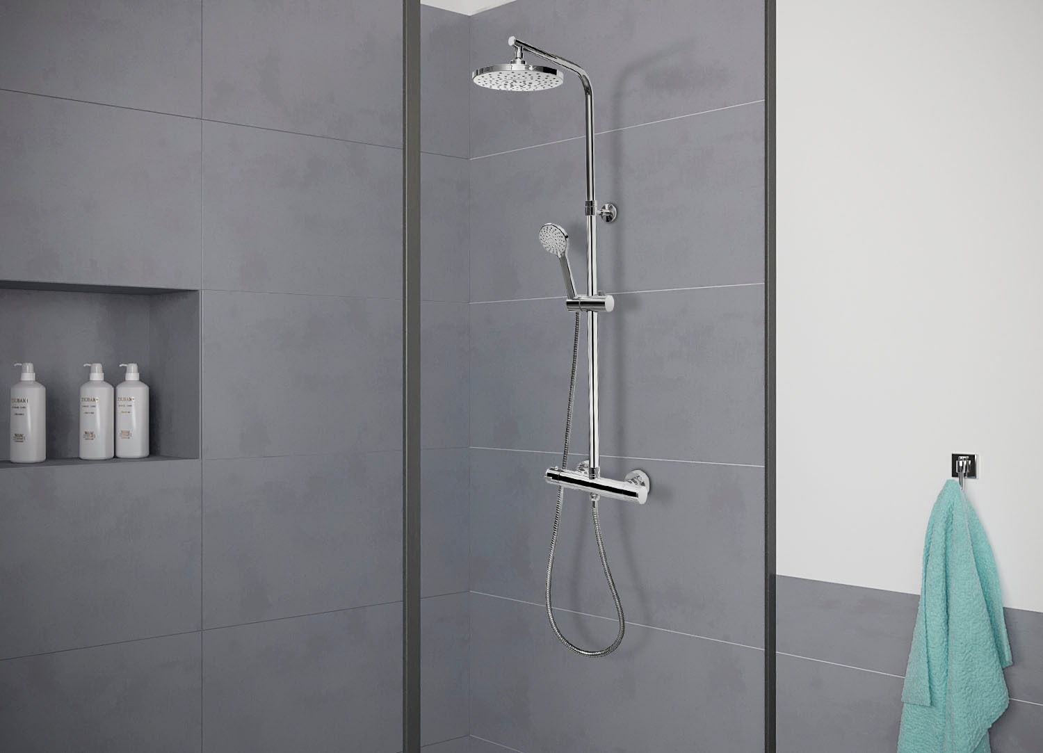 CORNAT Duschsystem ""Perfect Neo" - verchromt - Thermostatarmatur - Variabl günstig online kaufen