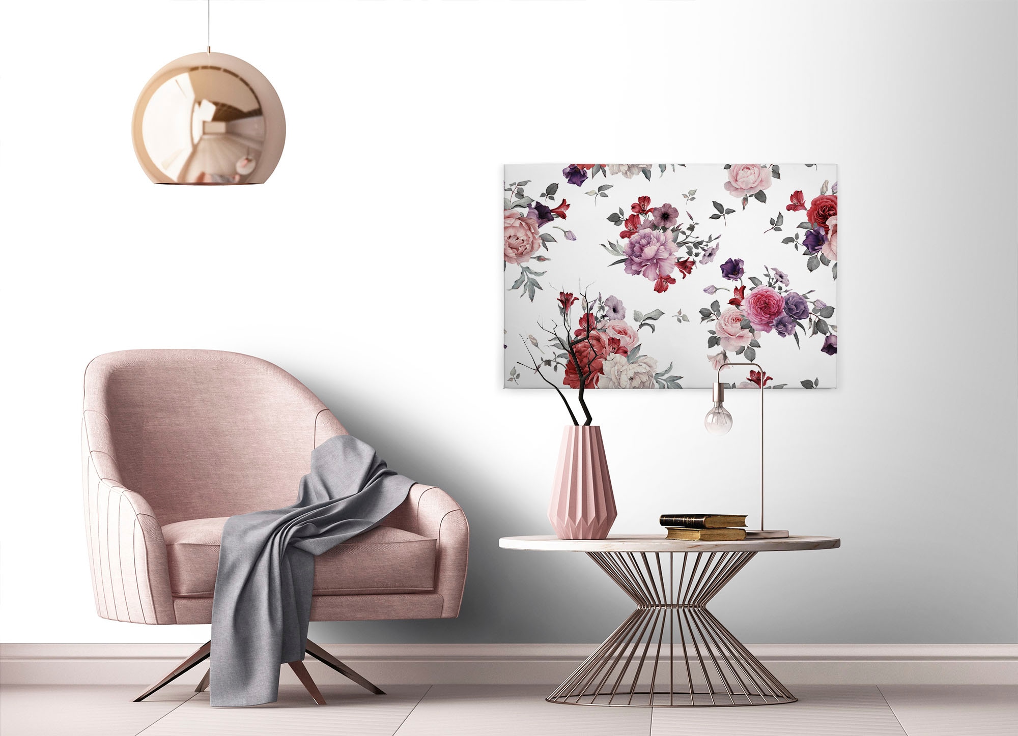 A.S. Création Leinwandbild »Flower Bouquet«, Kunst-Blumen-Kinder, (1 St.), Landhaus Keilrahmen Blumen Rosen Blümchen Leinwand-Bild Wohnzimmer