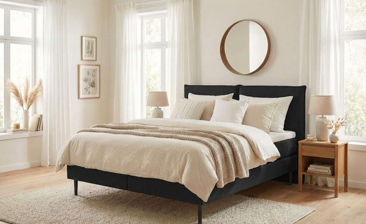 LeGer Home by Lena Gercke "ERIK Boxbett mit Bonnell-/Taschen-Federkernmatratze, Breite 160/180cm" wahlweise Härtegrad der Matratze H2/H3/H4, Polsterbett mit/ohne Topper