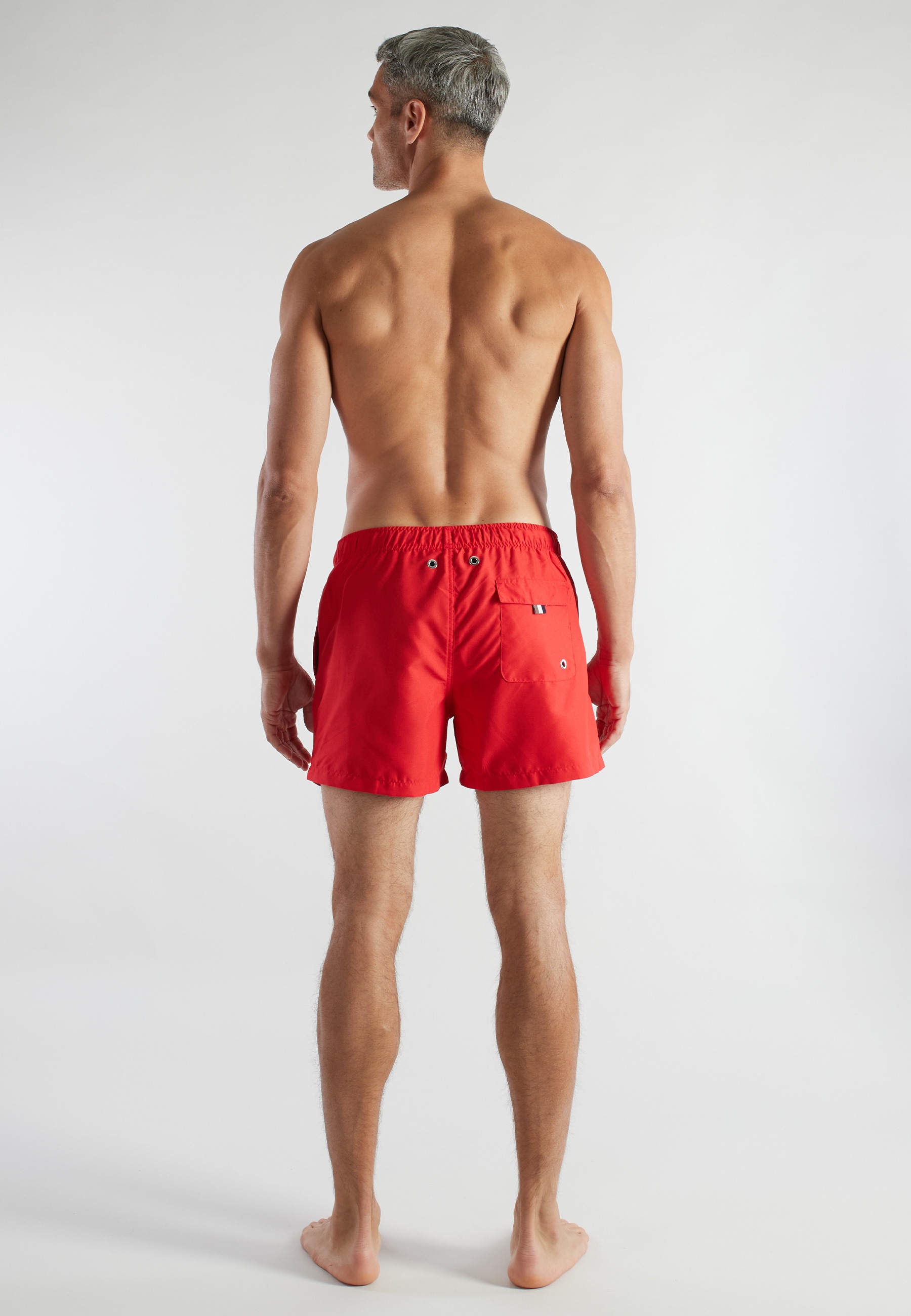 Badeshorts BUGATTI, Herren, Gr. 8, N-Gr, rot, mittel, uni, Popeline, Polyester, unifarben, Badehosen Badeshorts, basic, mit Kordelzug, bequem 3
