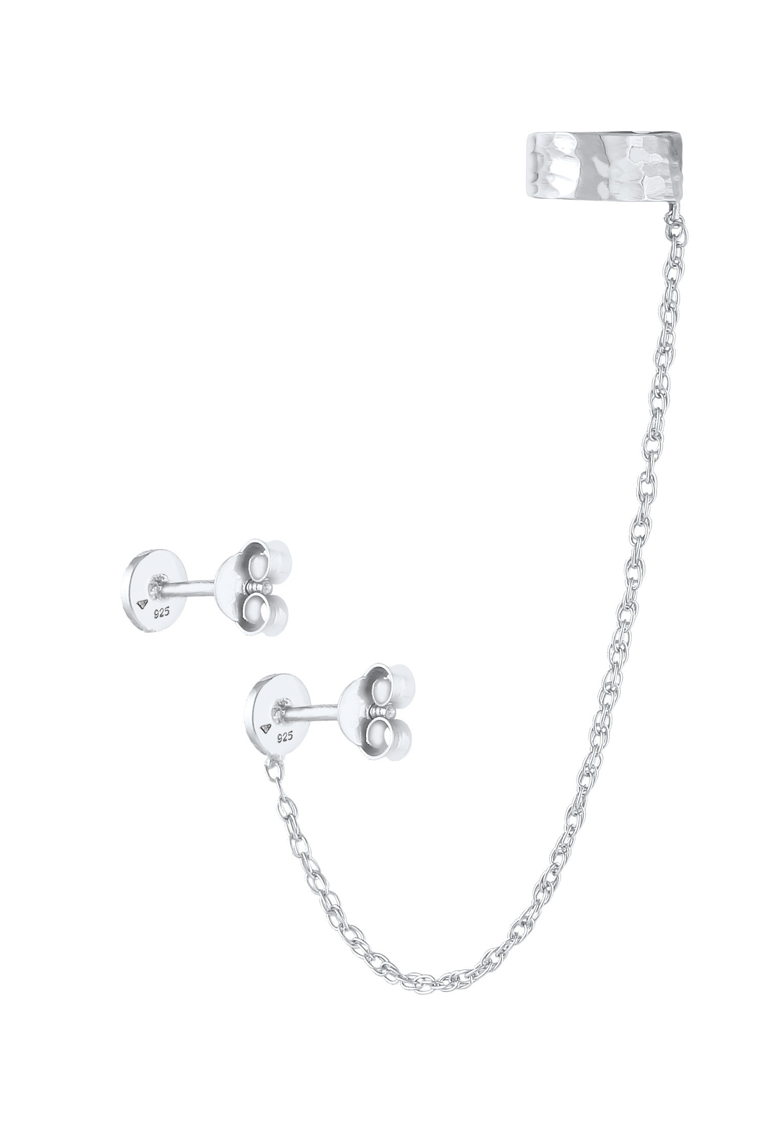 Elli Paar Ohrhänger »Earcuff Stecker Rund Organic Struktur 925 Silber«