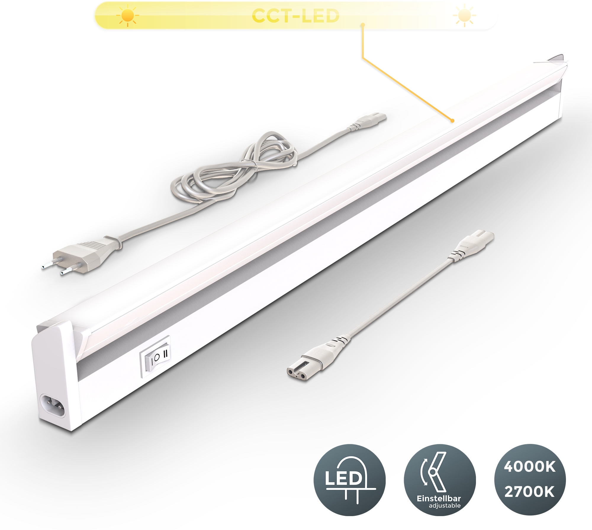 B.K.Licht Lichtleiste, 1 flammig, Leuchtmittel LED-Board | LED fest integriert, Unterschrankleuchte, 150° schwenkbar, Farbtemperatur wählbar, weiß