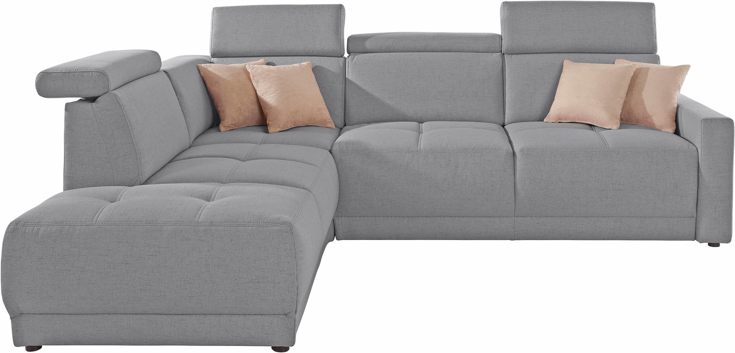 DOMO collection Ecksofa »Ava, moderne Sitzheftung mit toller Doppelnaht, komfortabel, L-Form«, mit Ottomane, inkl. Federkern, wahlweise mit Kopfteilverstellungen