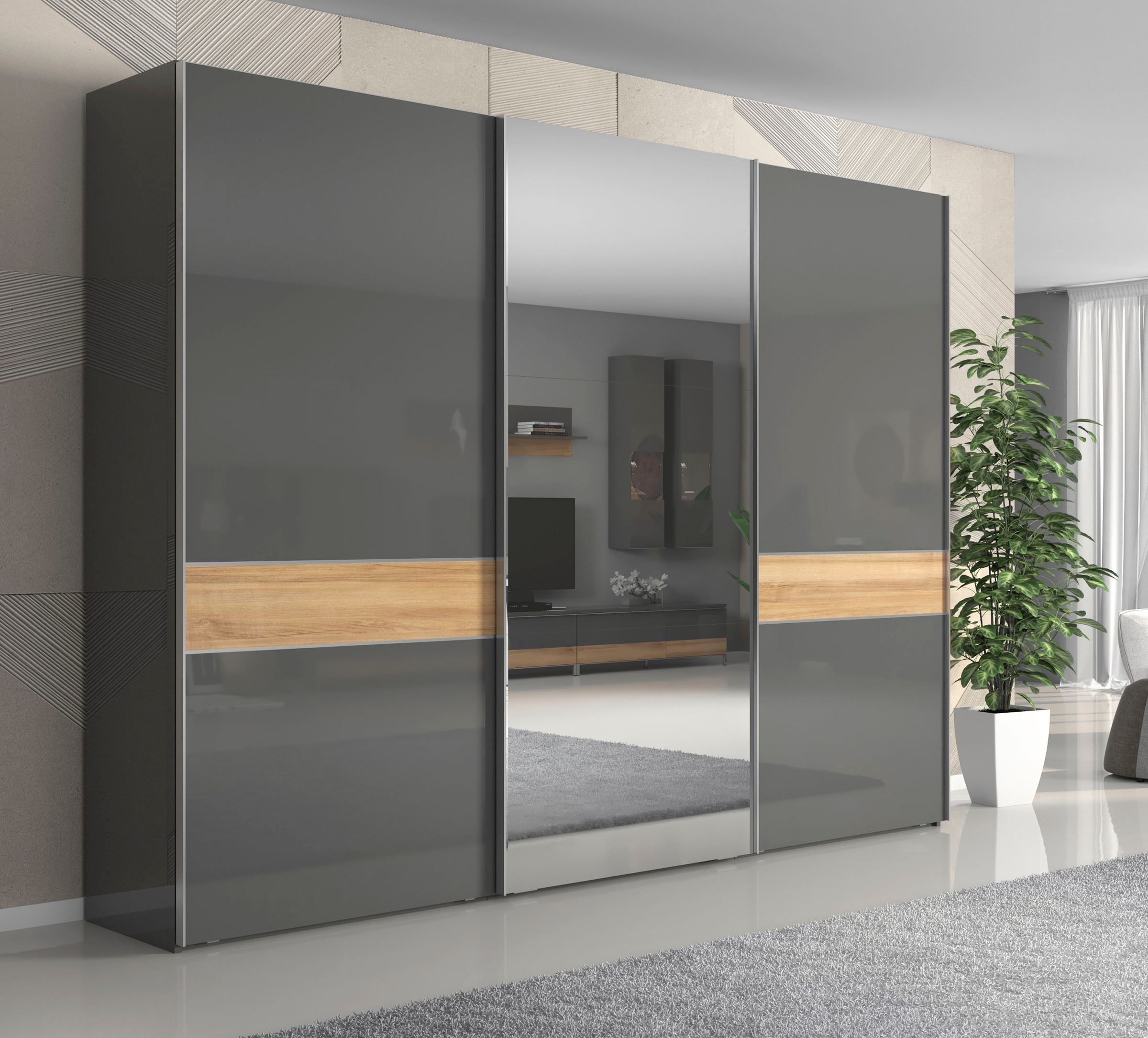 Places of Style Schwebetürenschrank "Onyx, Schwebetürenschrank inklusive In günstig online kaufen