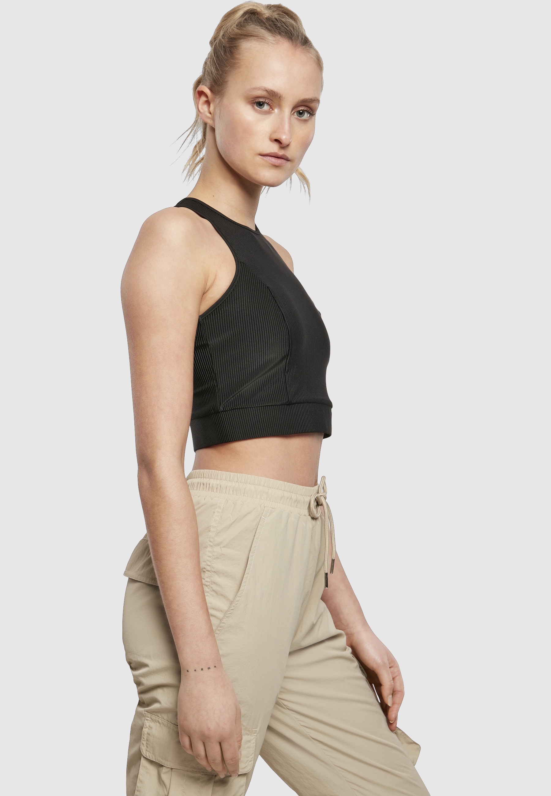 URBAN CLASSICS Sport-BH »Urban Classics Damen Ladies Cropped Shiny Rib Top«