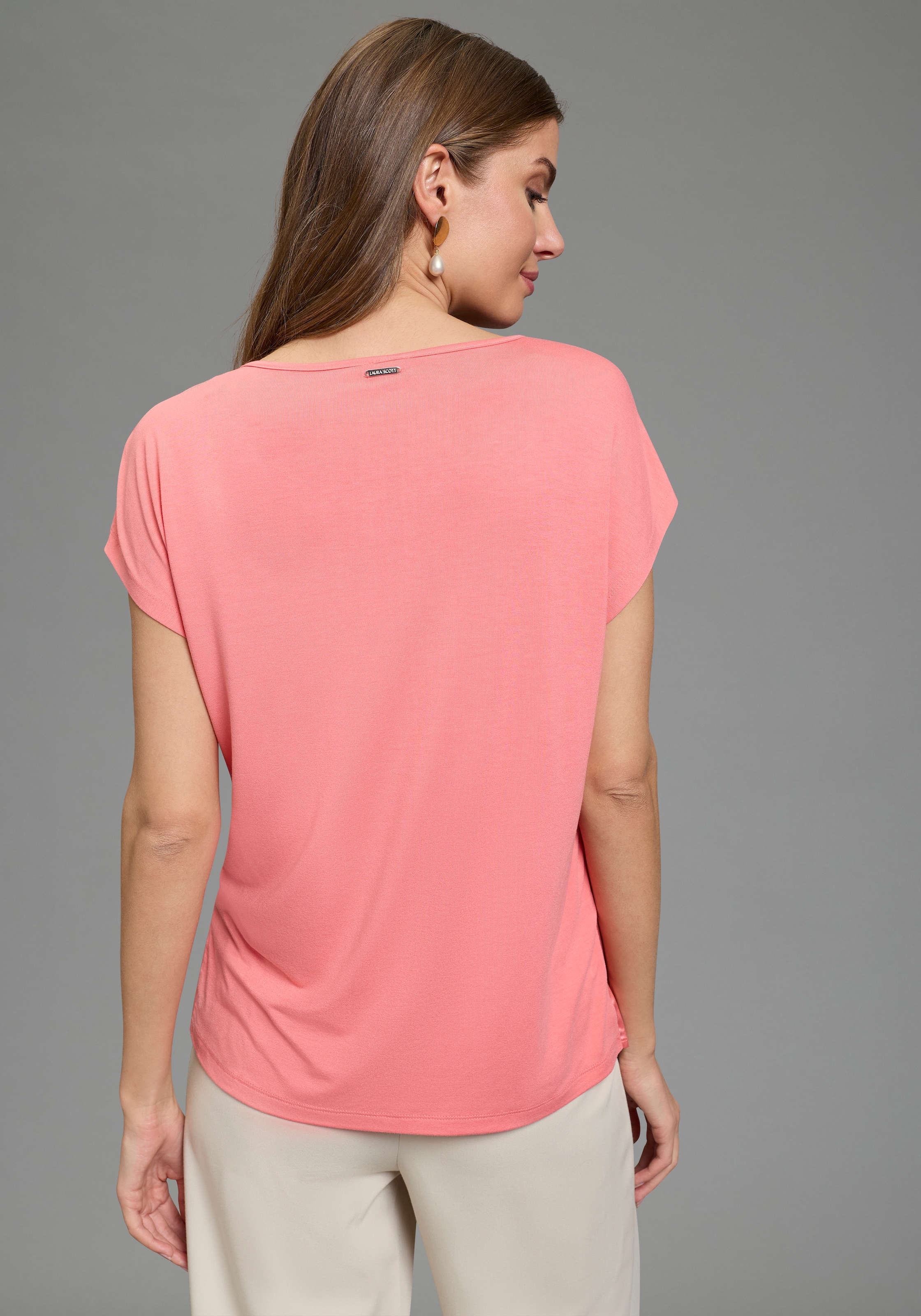 Laura Scott Shirtbluse »mit Satin-Vorderteil und hochflexiblen Jersey-Rücken« lockere Passfrom, zeitlos & gut zu kombinieren