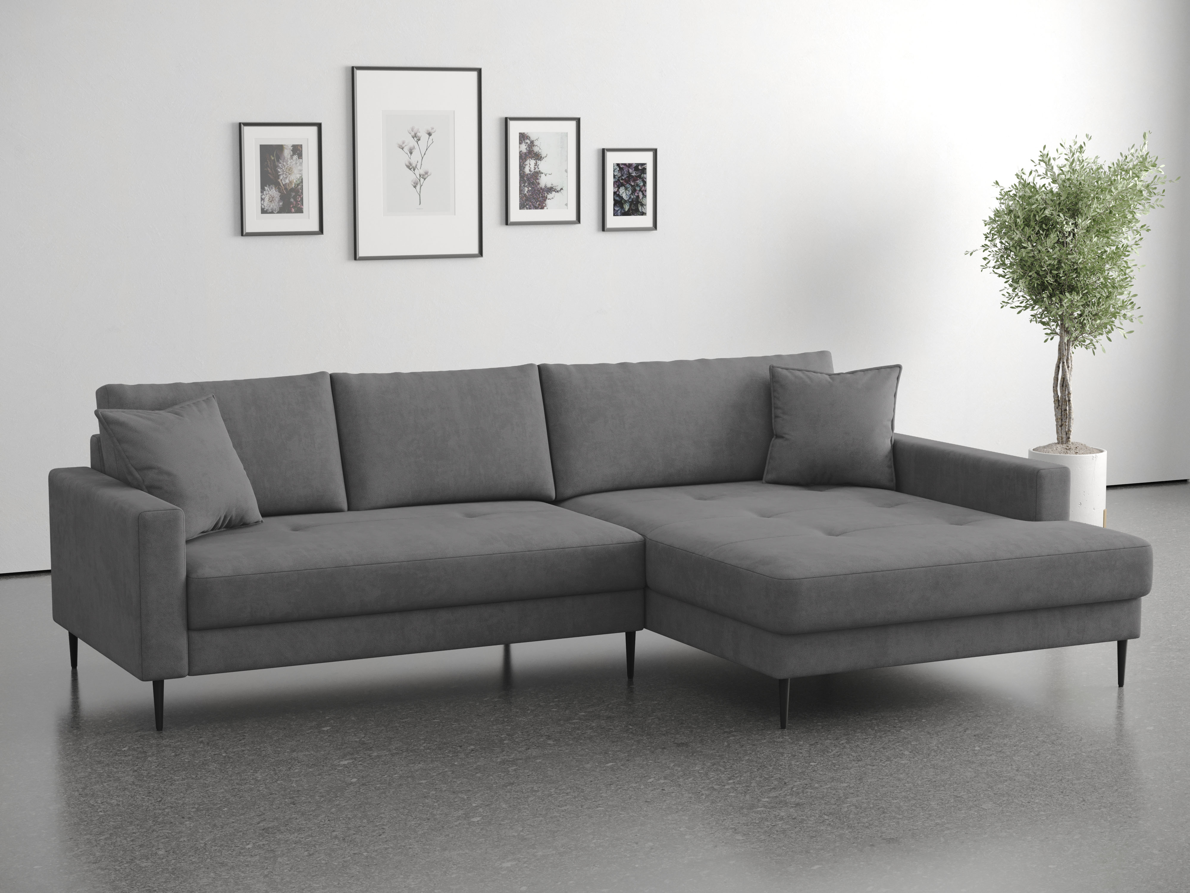 OTTO home Ecksofa "Summer L-Form, B: 280cm, in Cord & Struktur" wahlweise mit Kopfstützen, schwarze Metallfüße