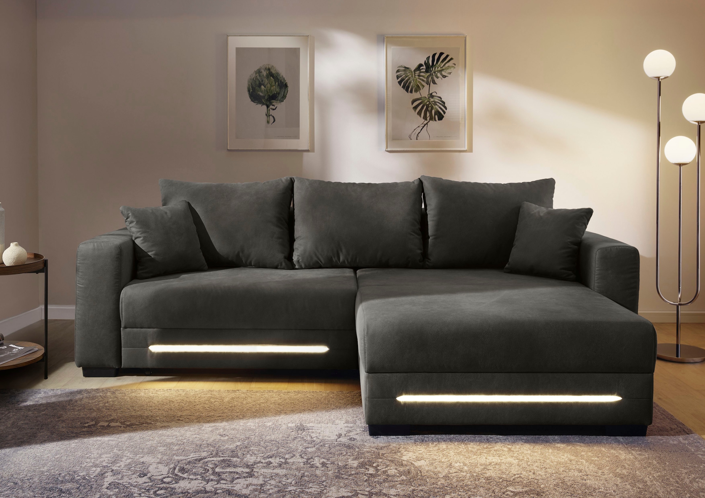 Jockenhöfer Gruppe "Spotlight XL L-Form, B: 261 cm" mit Schlaffunktion, Bettkasten, Licht & 2 Zierkissen
