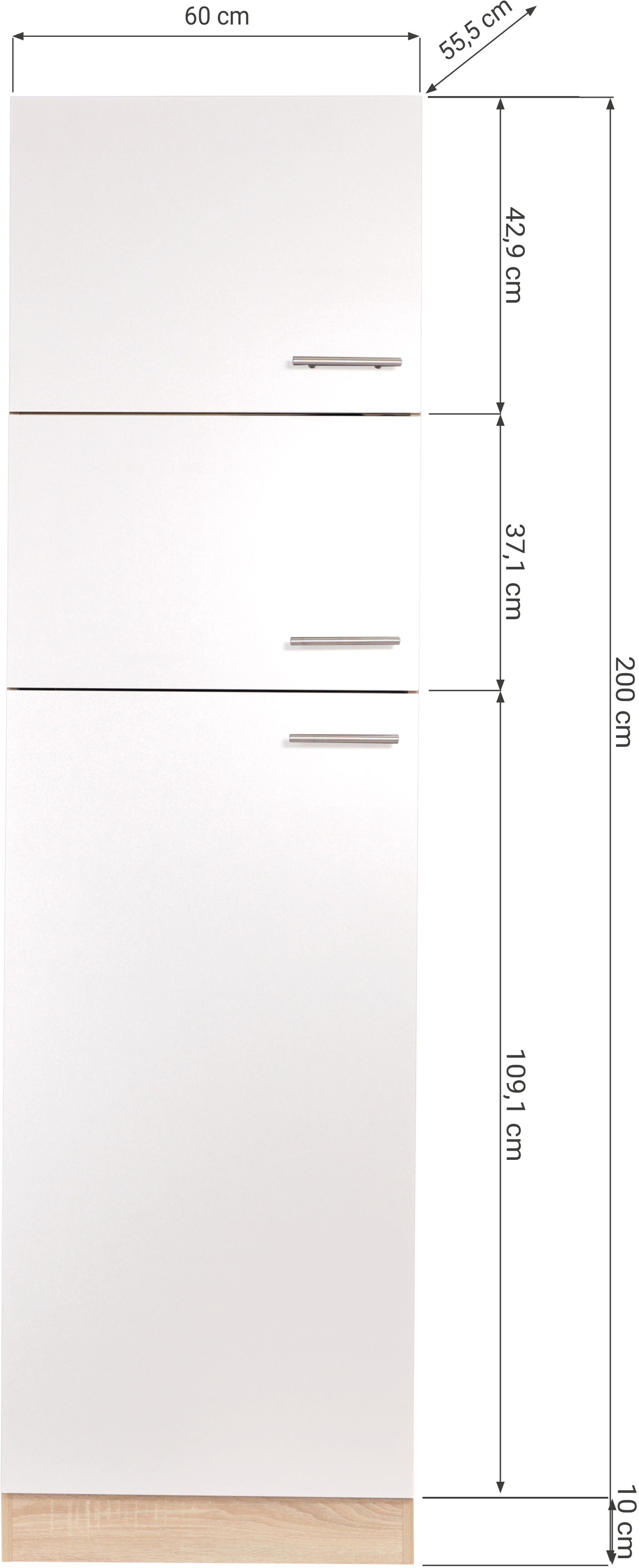 RESPEKTA Kühlumbauschrank »Merle« Breite 60 cm, Türen wechselseitig anschlagbar, Griffe aus Metall