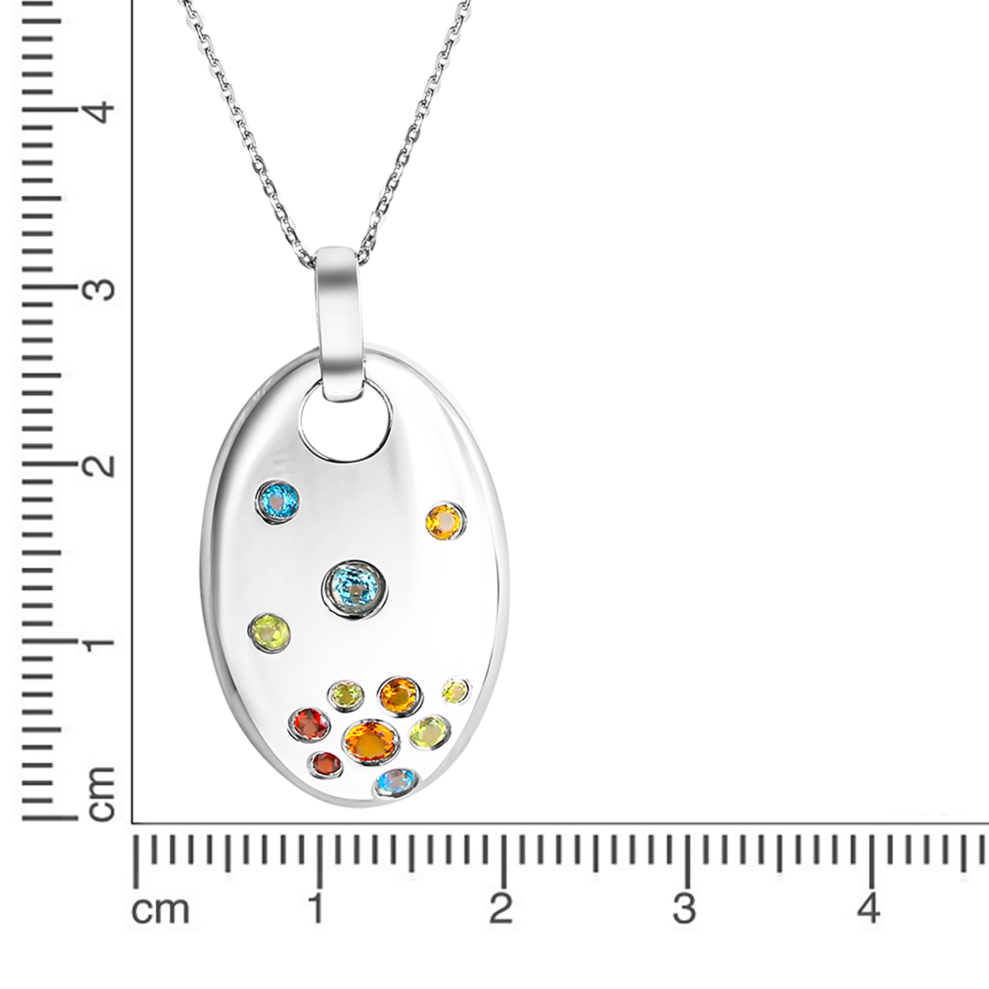 Zeeme Kette mit Anhänger »Silber 925 rhodiniert 45/42cm lang mit echten Farbsteinen«