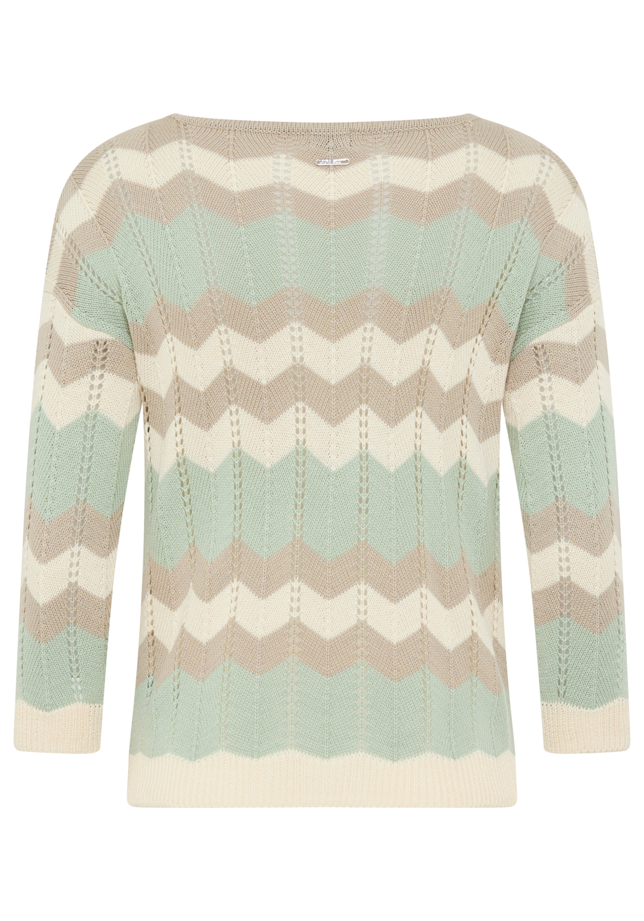 Laura Scott Strickpullover leichter Übergangspullover mit Ajourmuster und 3/4 Ärmeln