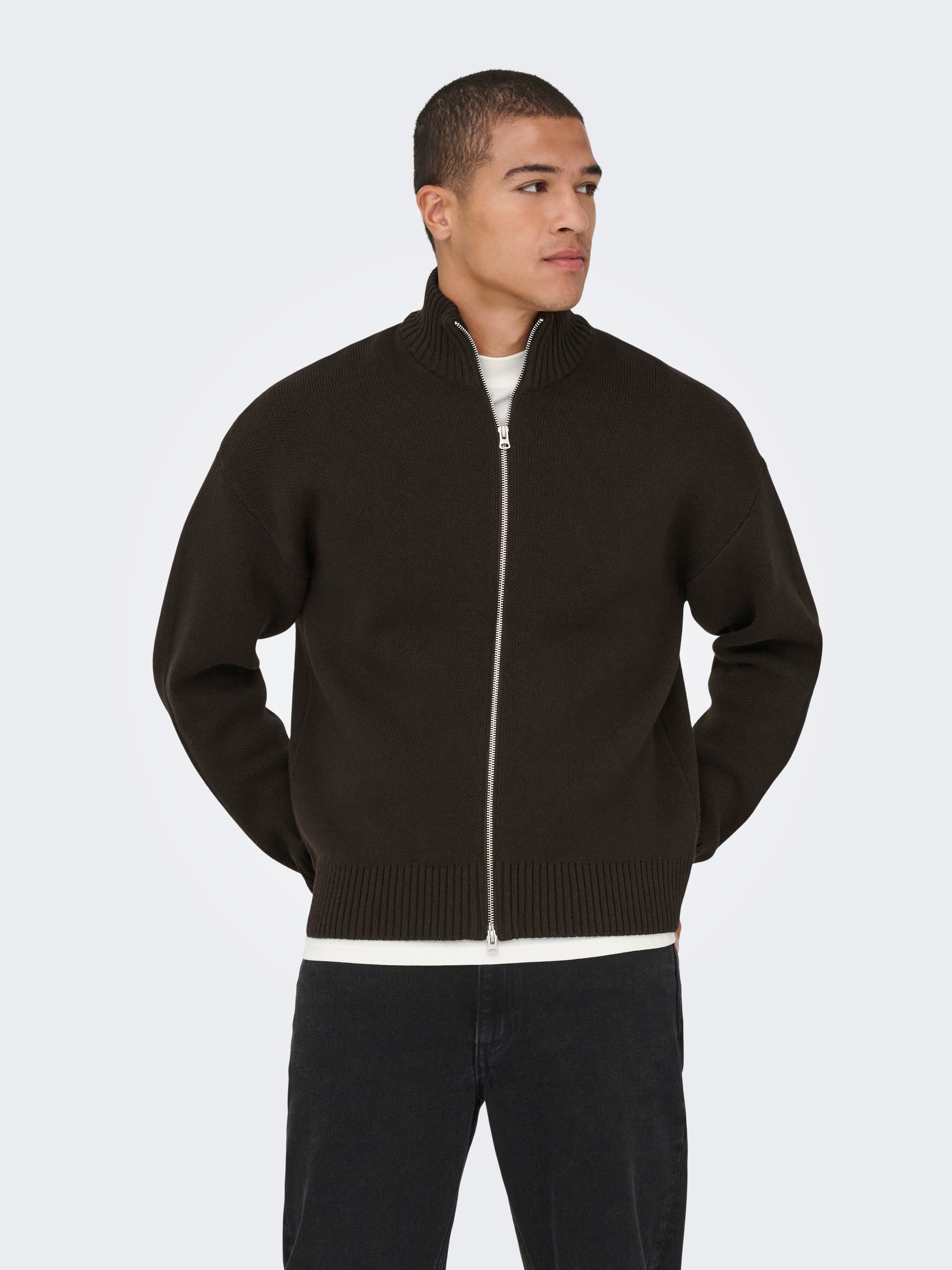 ONLY & SONS Strickjacke »ONSBLAKE DS HIGH NECK CARDIGAN KNIT NOOS« Baumwollmischung,