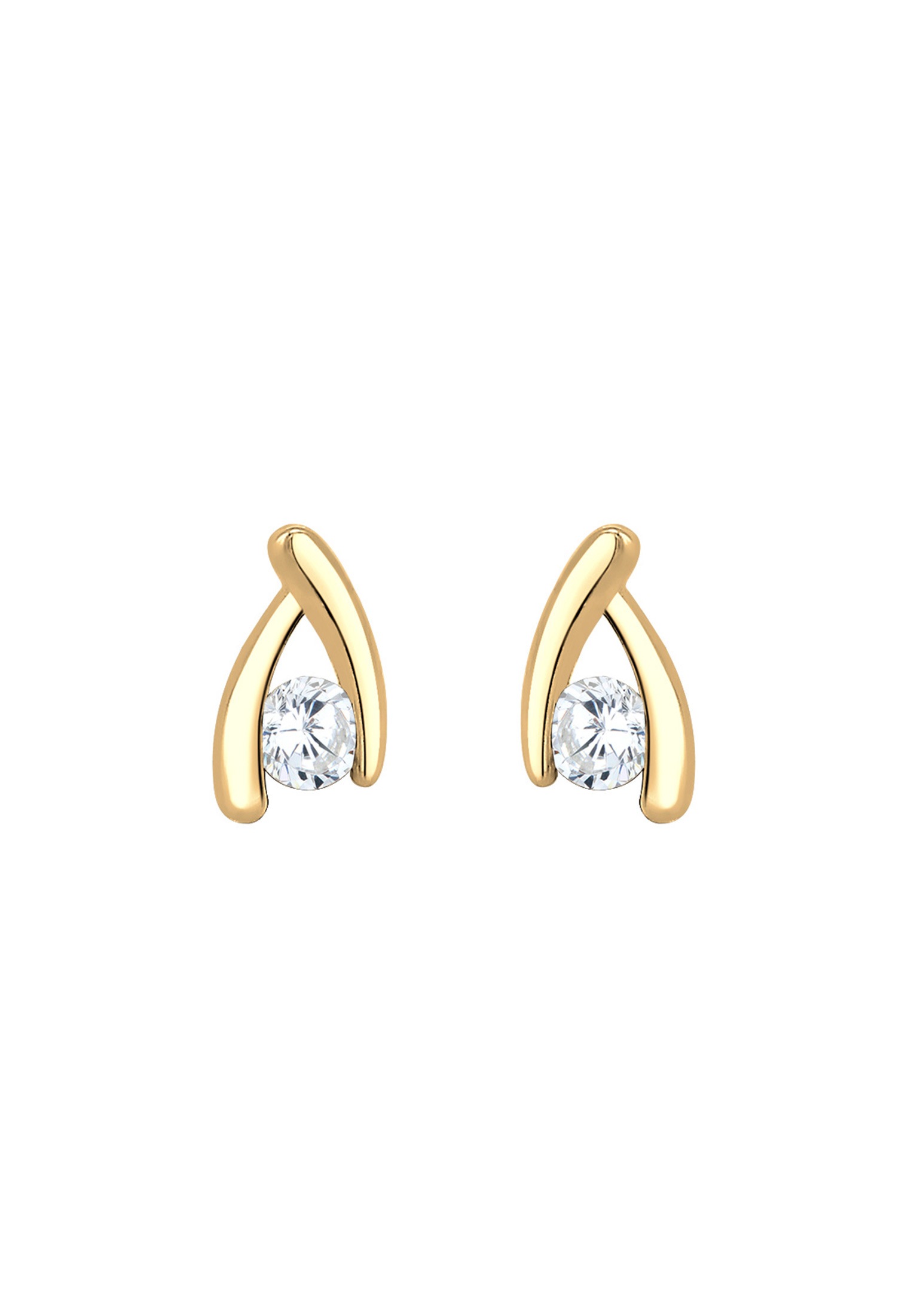 Elli Premium Paar Ohrstecker »Ohrstecker Zirkonia Weiß 585 Gelbgold«