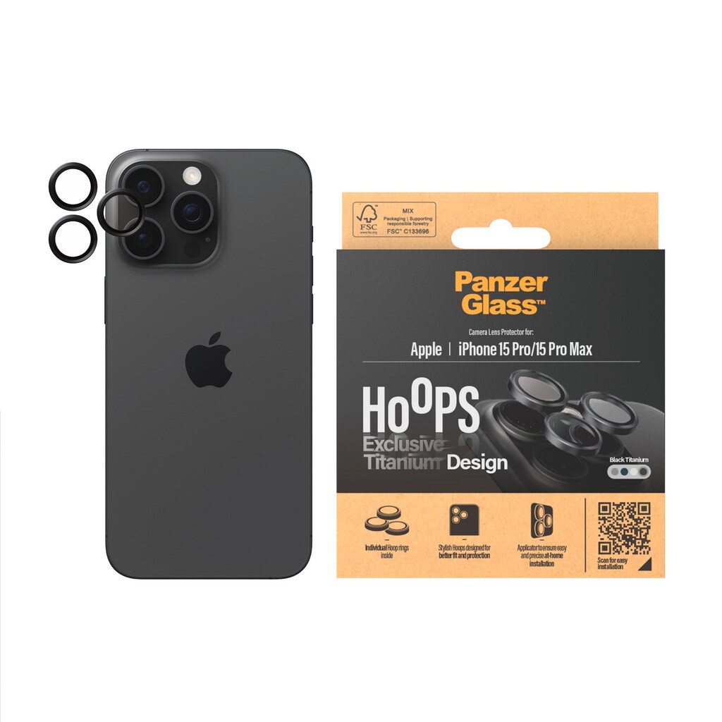 PanzerGlass Kameraschutzglas »Hoops Camera Protector Titanium«, für Apple iPhone 15 Pro-Apple iPhone 15 Pro Max