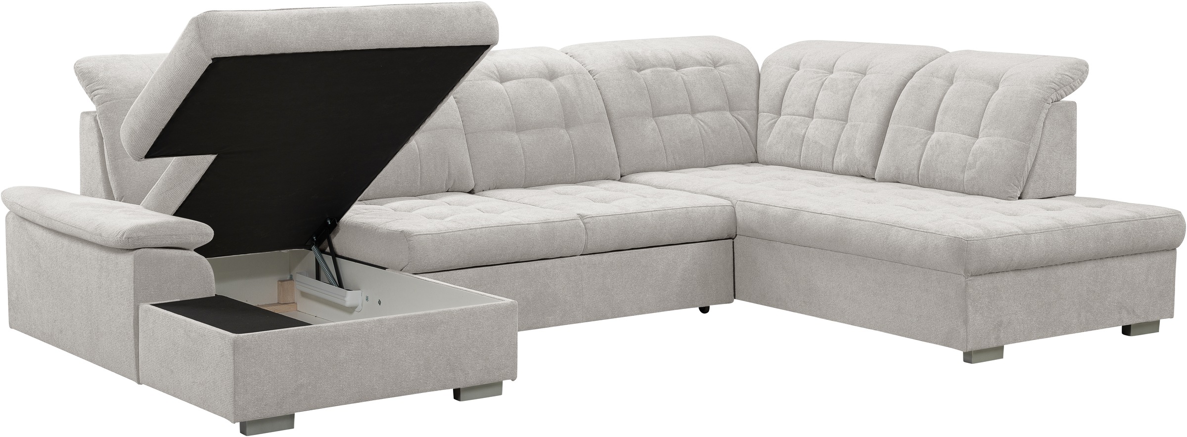 WERK2 Wohnlandschaft »Kordula-New U-Form«, Sofa in U-Form mit Schlaffunktion & Bettkasten, Schlafcouch