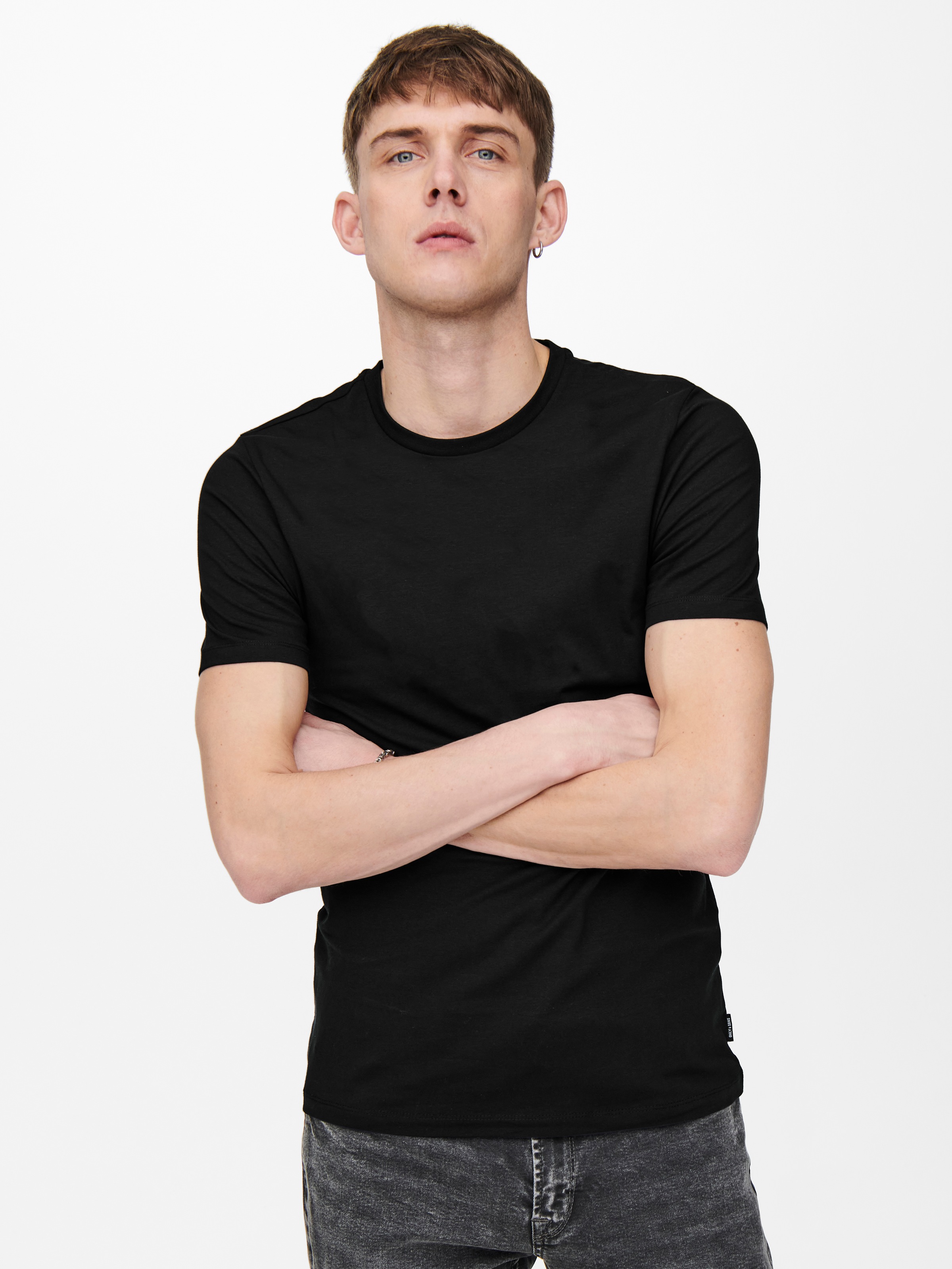 ONLY & SONS T-Shirt "ONSBASIC SLIM O-NECK 2-PACK NOOS" Packung, 2 Stk. günstig online kaufen