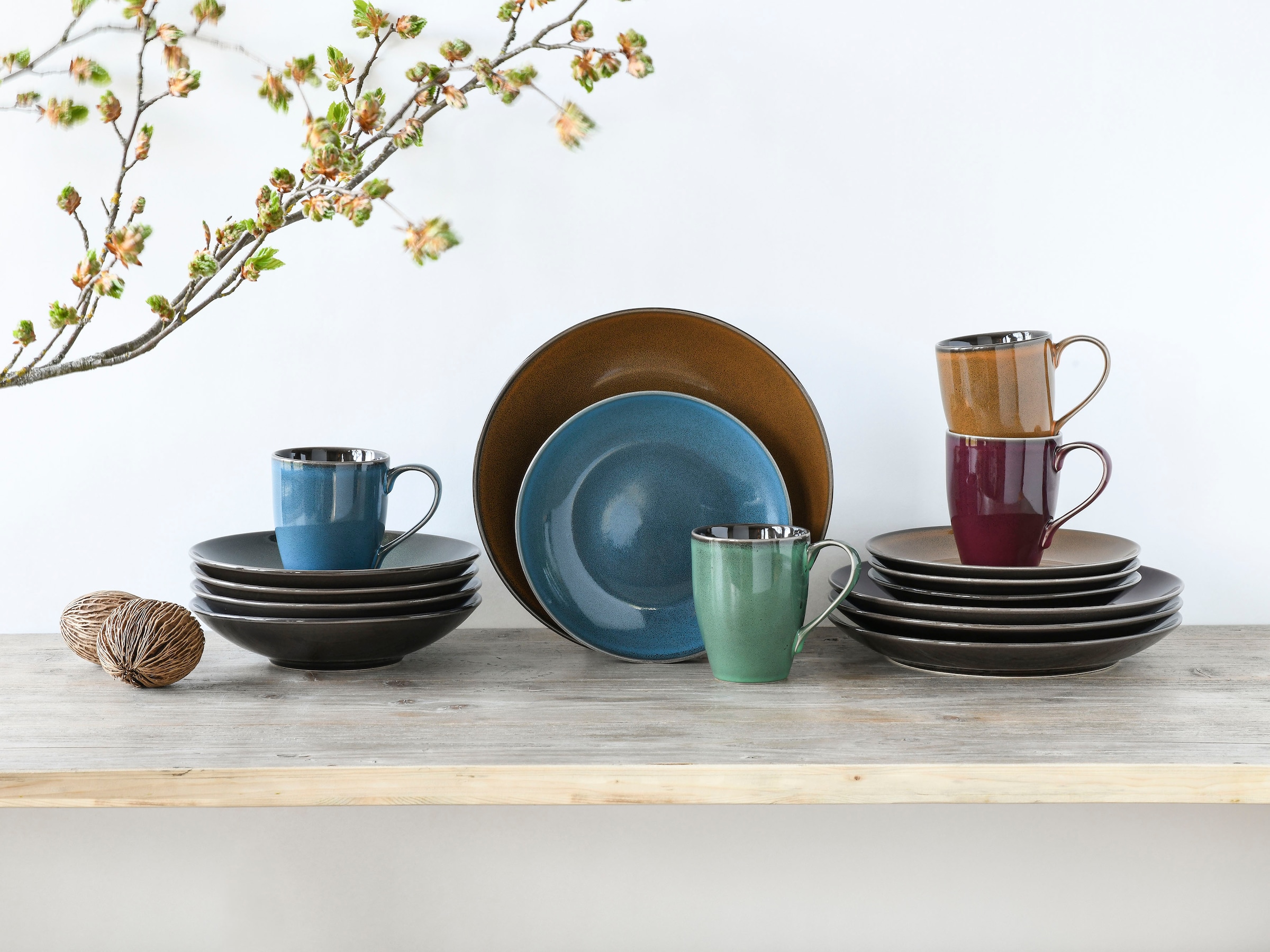 CreaTable Kombiservice »Geschirr-Set Marrakesch«, (Set, 16 tlg., Kaffeeservice und Tafelservice im Set, für 4 Personen), Service, mit Vintage Aussenrand, 16 Teile, für 4 Personen