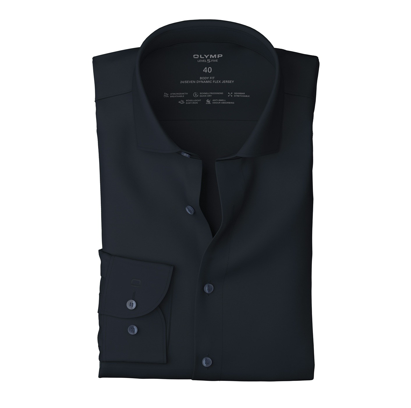 Thumbnail - OLYMP Langarmhemd "Leve Five 24/Seven" Atmungsaktiv, Jersey, sehr dehnbar, body fit, Modern Kentkragen