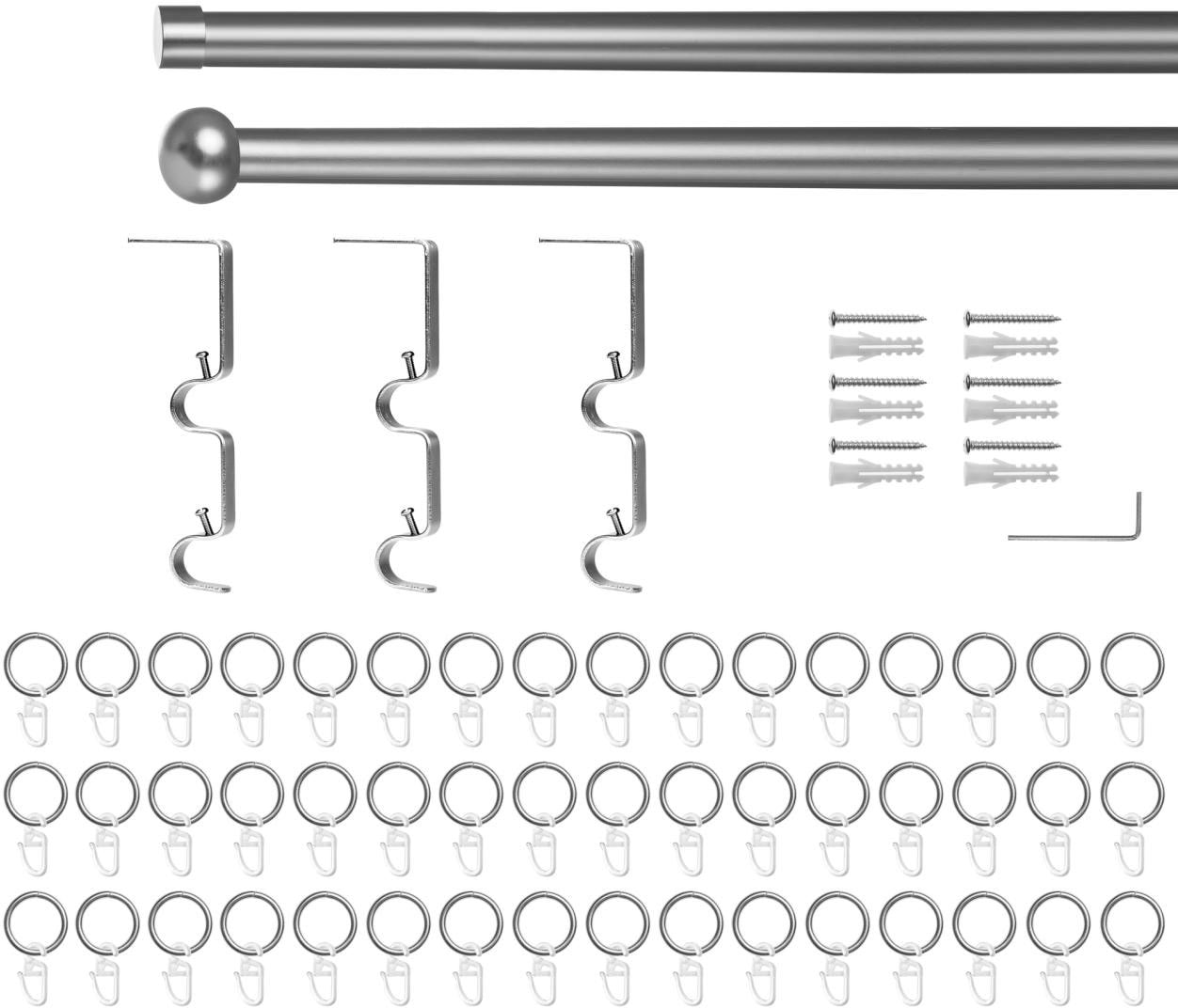 LICHTBLICK ORIGINAL Gardinenstange »Gardinenstange Kugel, 20 mm, ausziehbar, 2 läufig 130 - 240 cm Chrom«, 2 läufig-läufig, ausziehbar, Zweiläufige Vorhangstange mit Ringen für Gardinen und Stores.