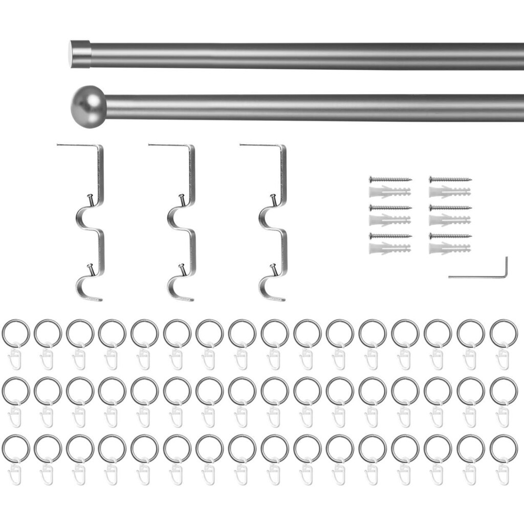 LICHTBLICK ORIGINAL Gardinenstange »Gardinenstange Kugel, 20 mm, ausziehbar, 2 läufig 130 - 240 cm Chrom«, 2 läufig-läufig, ausziehbar