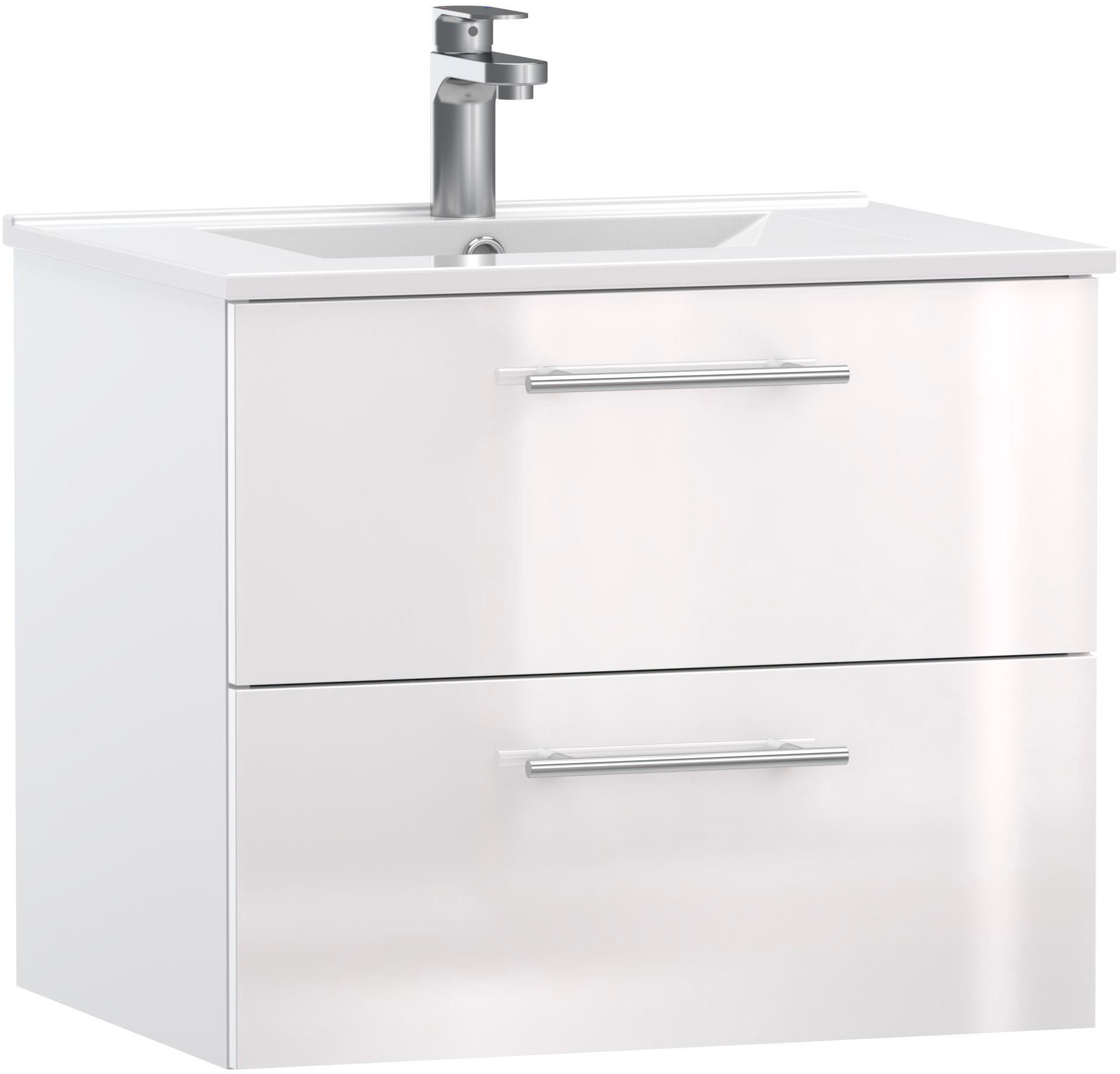welltime Waschtisch "Athen Badezimmerschrank mit Softclose Funktion WC Bad 60 cm", Waschplatz mit 2 Schubladen und Wasch