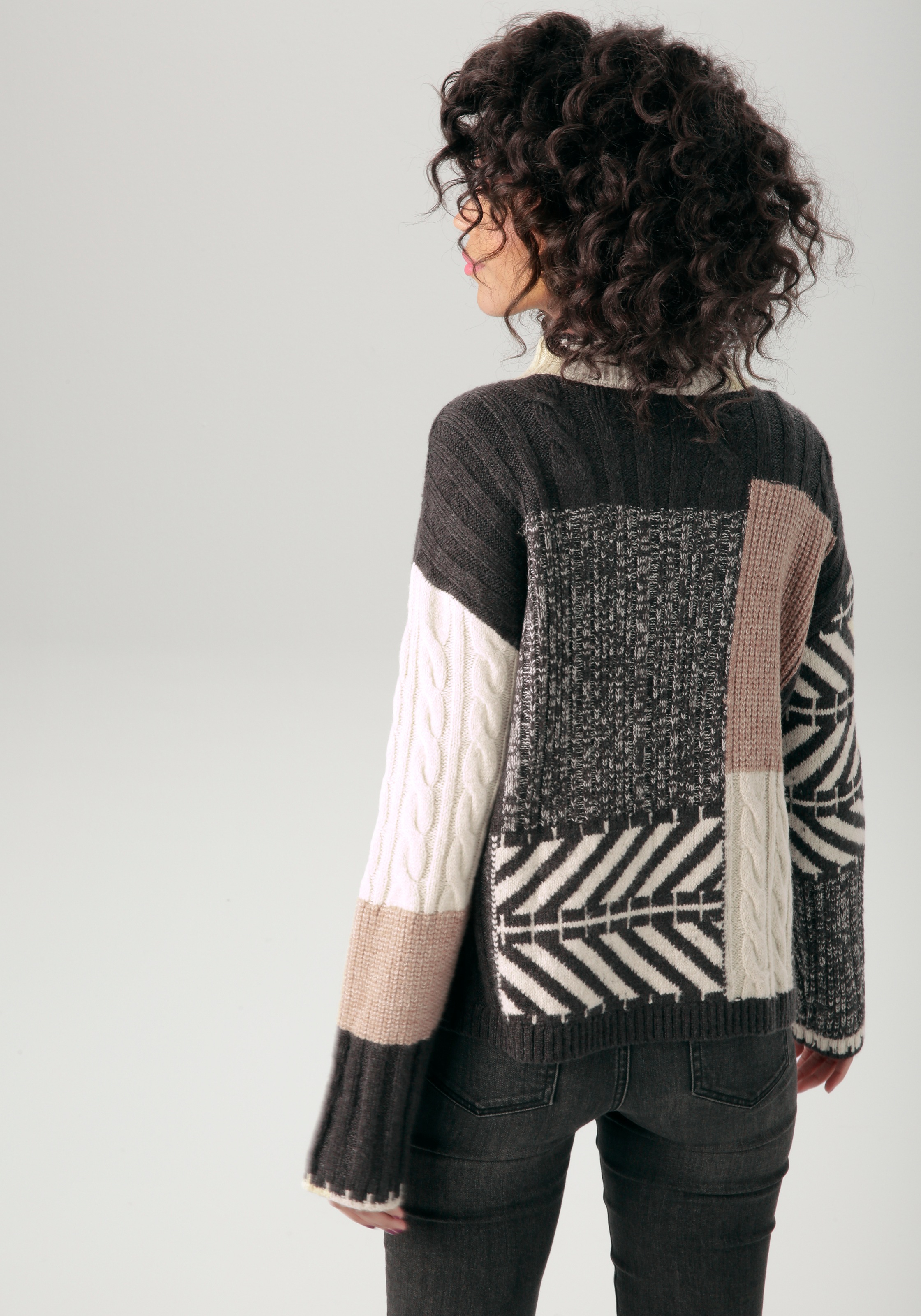 Aniston CASUAL Strickpullover im farbharmonischem Patch-Dessin günstig online kaufen