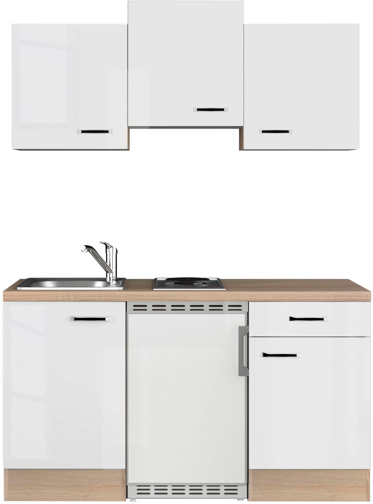 Küche »Florenz«, Breite 150,5 cm, mit Unterbau-Kühlschrank, Kochfeld und Spüle