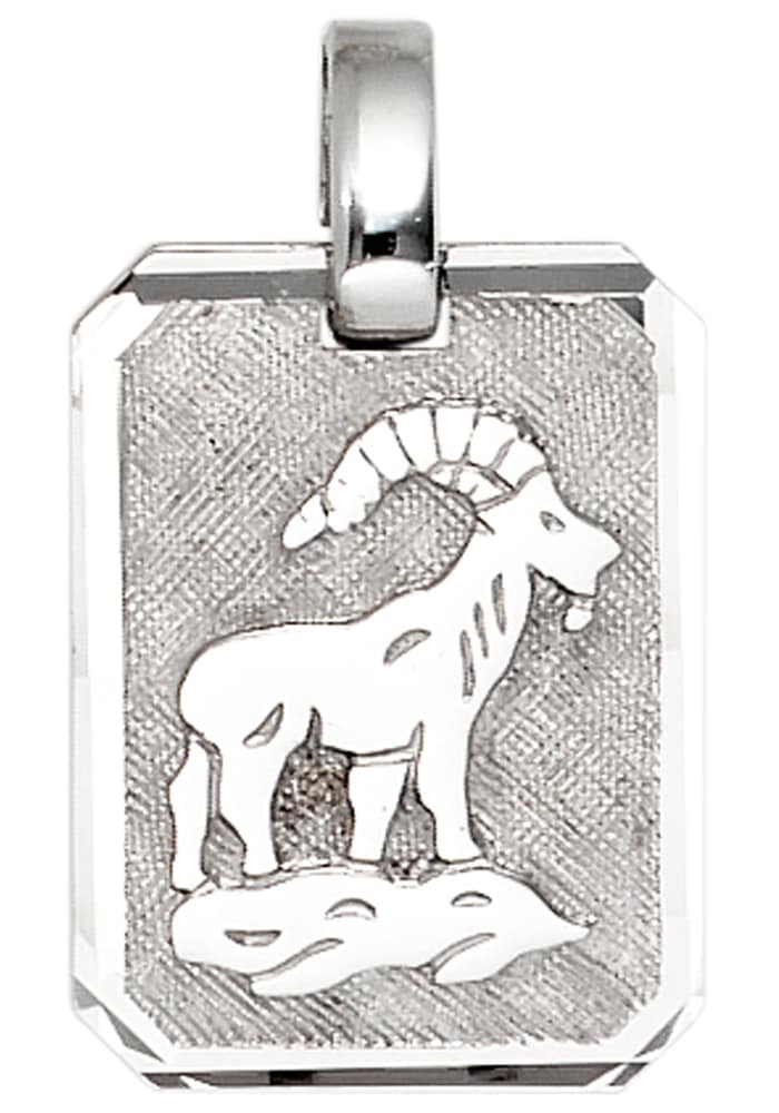 Sternzeichenanhänger JOBO "Anhänger Sternzeichen", silber 925, Schmuckanhänger, Damen, Steinbock, Silber 925 (Sterlingsilber), 925 Silber rhodiniert achteckig