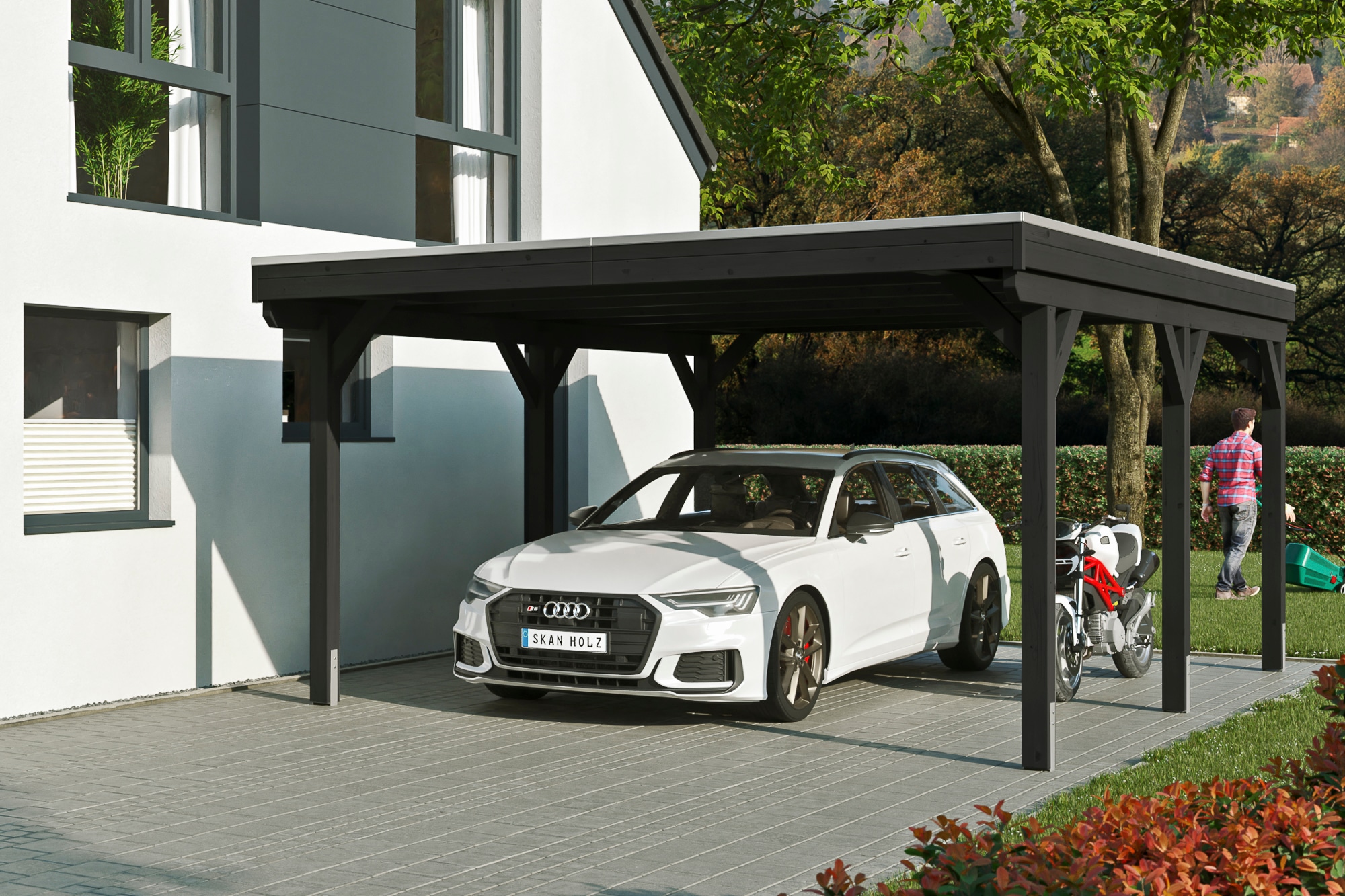 Skanholz Einzelcarport »Grunewald«, 395 cm, Anthrazit