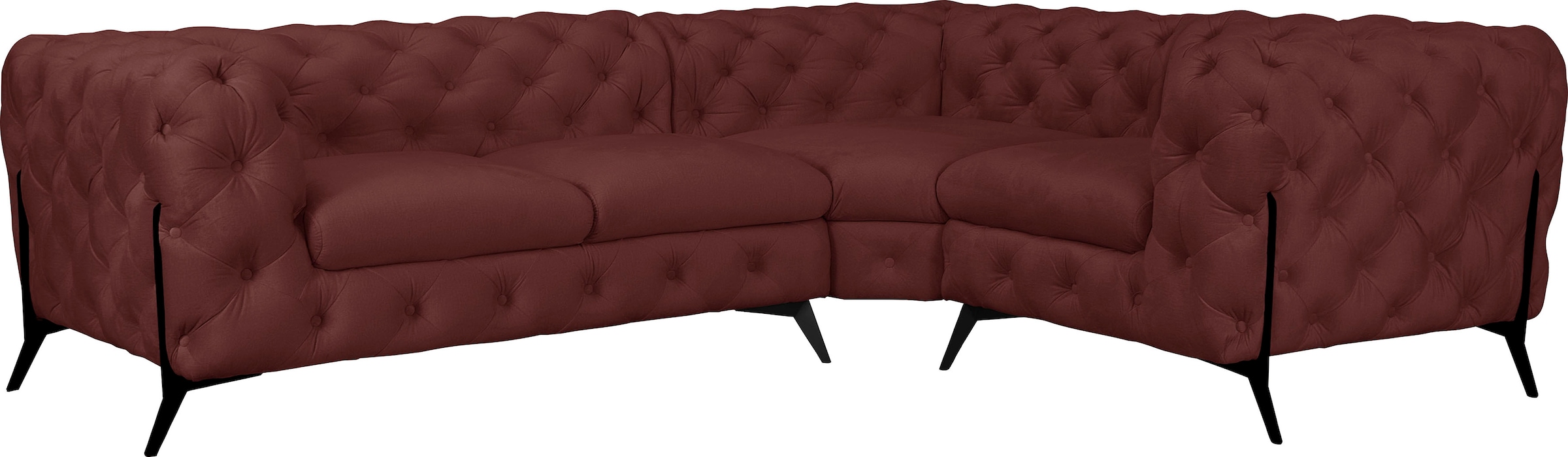 Leonique Chesterfield-Sofa "Amaury L-Form", moderne Chersterfield-Optik, Breite 262 cm, Fußfarbe wählbar