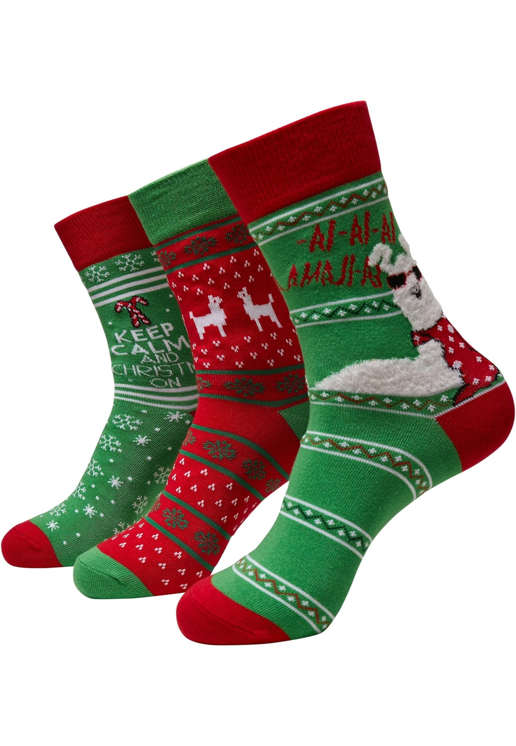 URBAN CLASSICS Basicsocken "Urban Classics Unisex Christmas Lama Socks 3-Pack", (1 Paar)