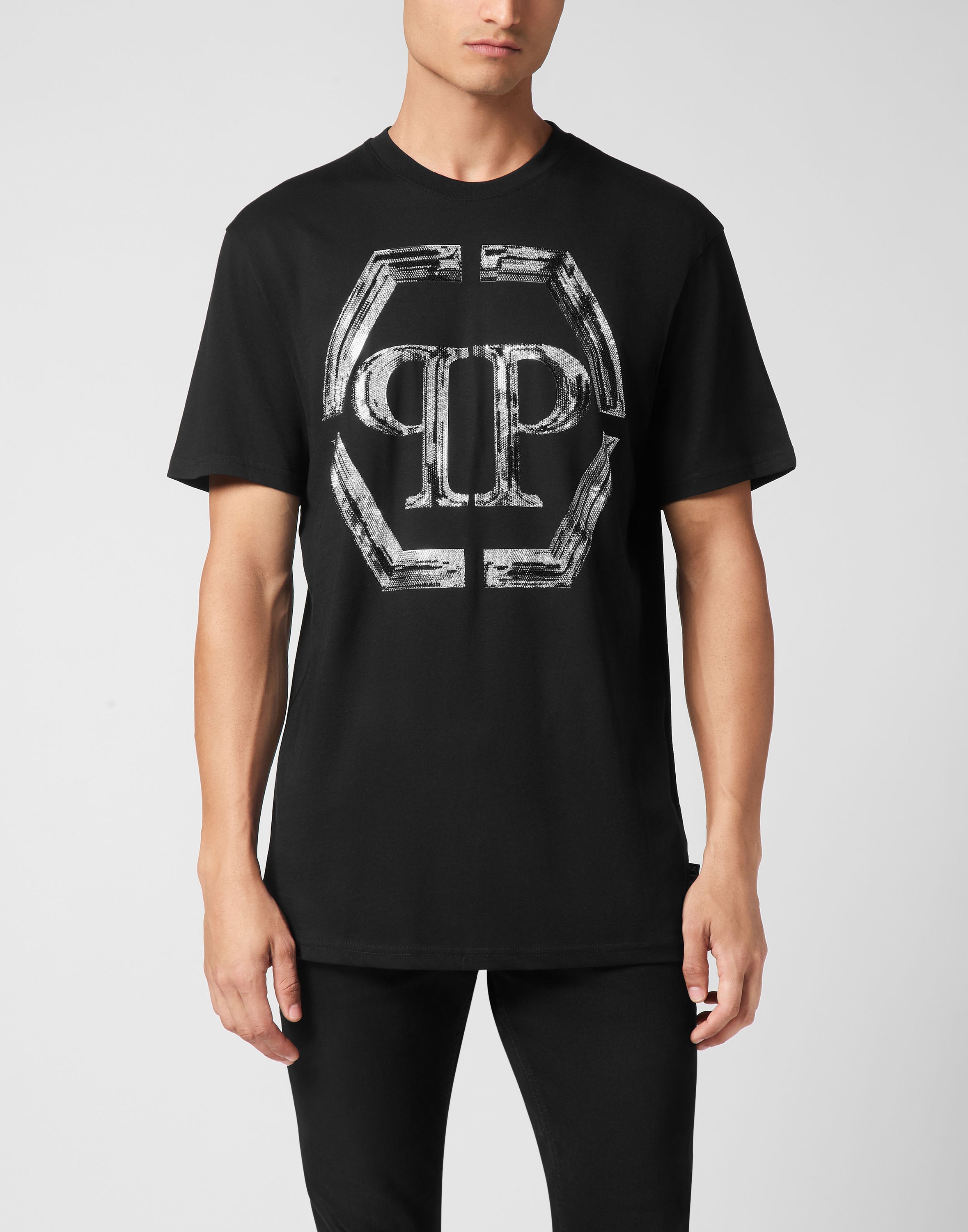 PHILIPP PLEIN T-Shirt "Hexagon Mit Schmucksteinen" günstig online kaufen