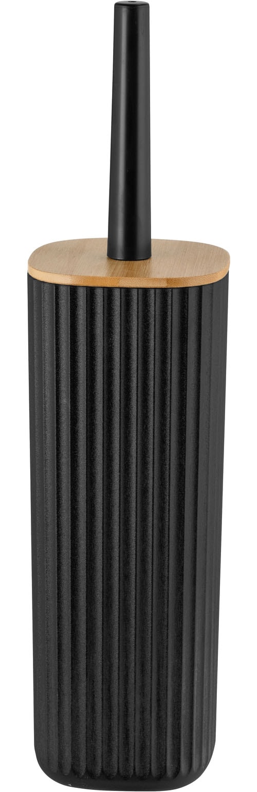 WENKO WC-Garnitur »Rotello« aus Bambus | Kunststoff schwarz, mit geschlosssener Form
