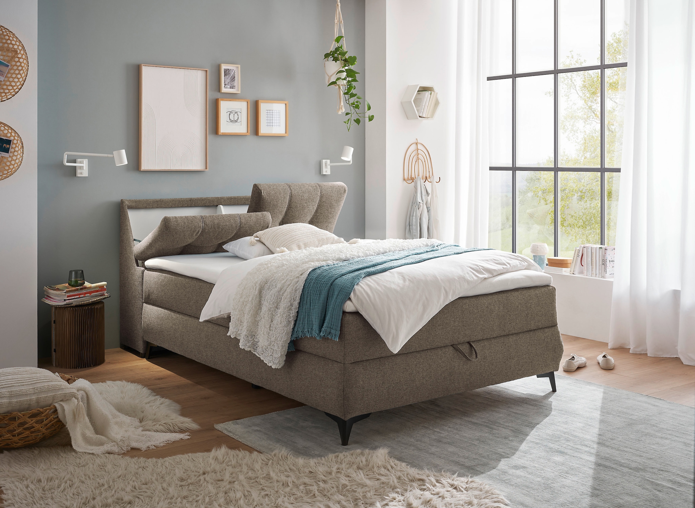 ED EXCITING DESIGN Boxbett »Atlantis«, mit Bettkasten und Stauraum im Kopfteil