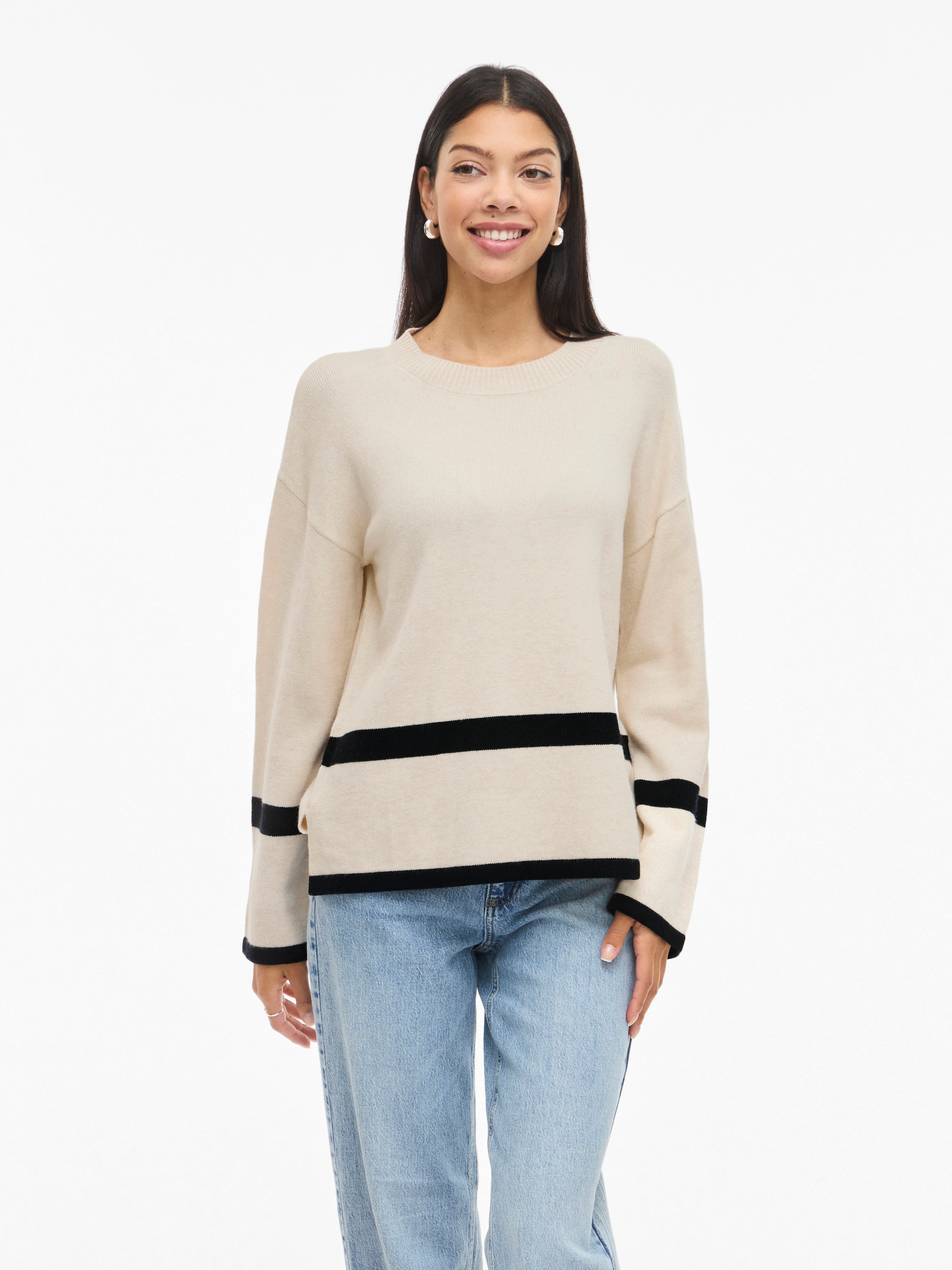 Vila Rundhalspullover "VIRIL O-NECK OVERSIZE L/S KNIT TOP- NOOS" Materialmi günstig online kaufen