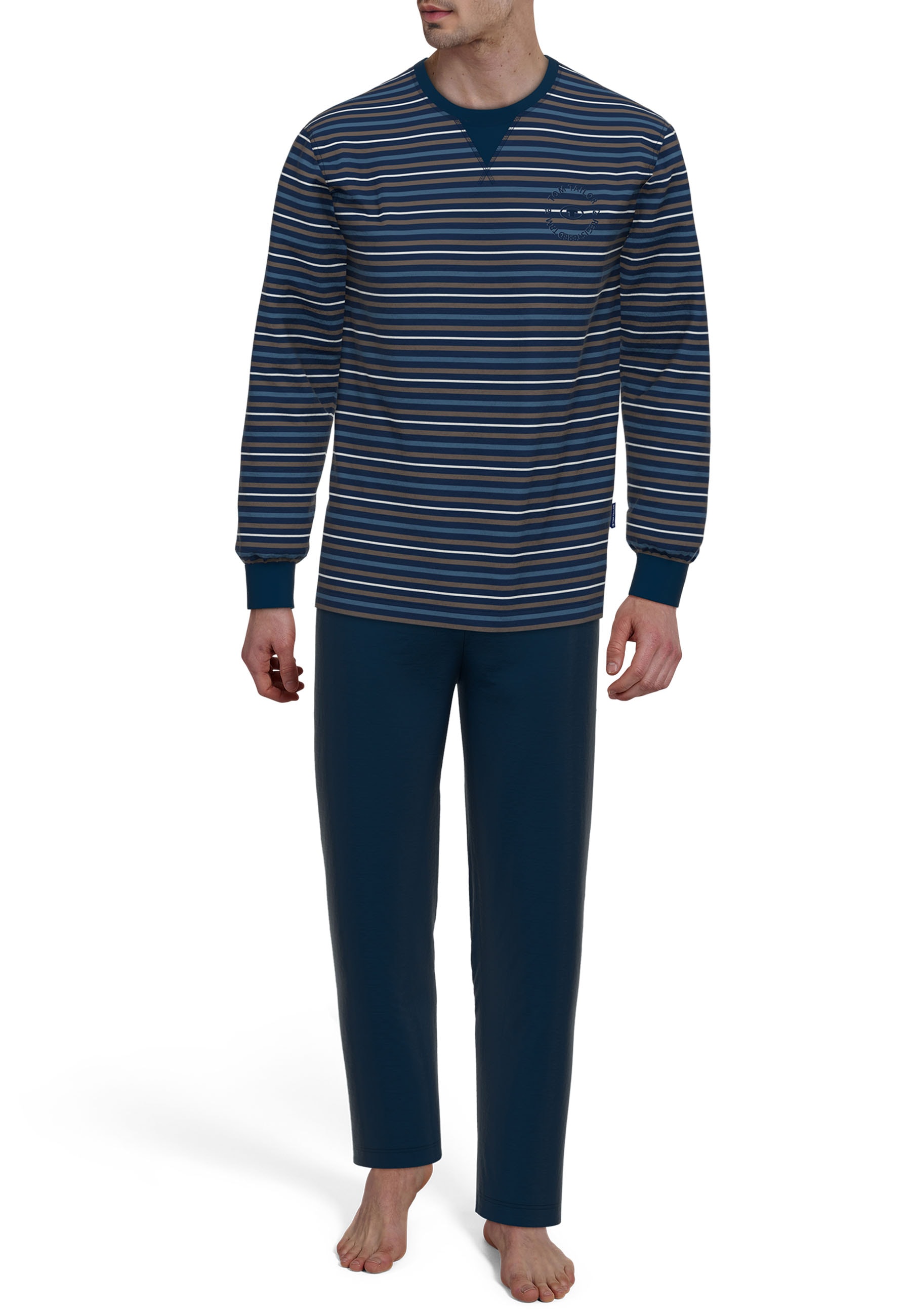 TOM TAILOR Schlafanzug "Rhodos" Langarm, Rundhalsausschnitt, gestreift, bas günstig online kaufen
