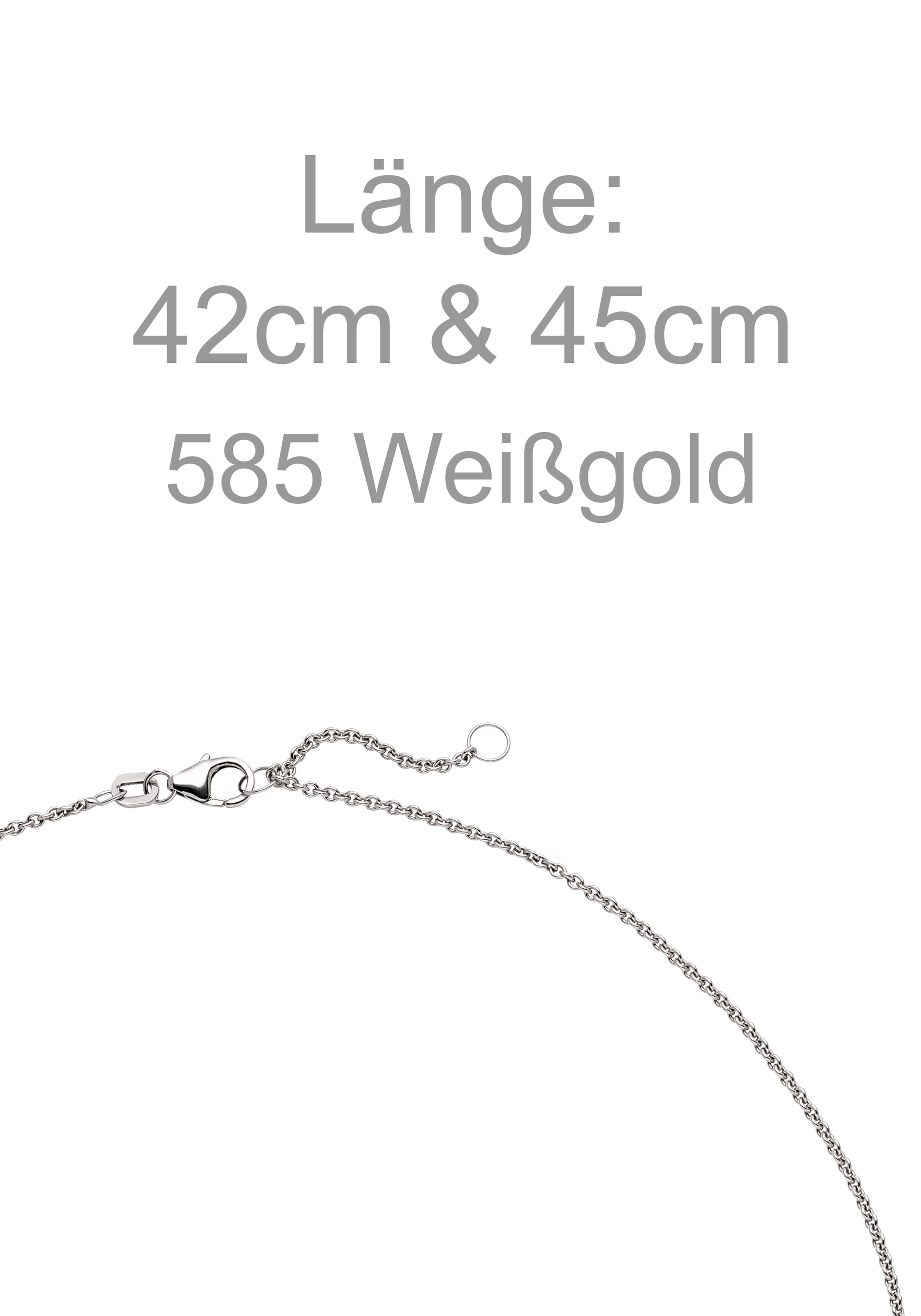 JOBO Kette mit Anhänger »Solitär Diamant Brillant 0,50 ct.« 14 Karat 585 Weißgold 45 cm