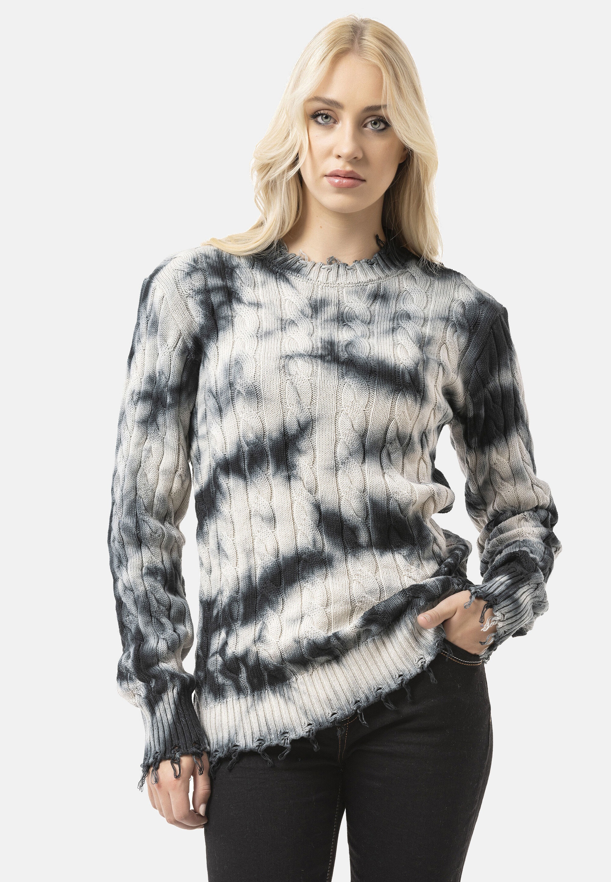 Cipo & Baxx Strickpullover »WP268« 1 Stk. Tie-Dye Optik